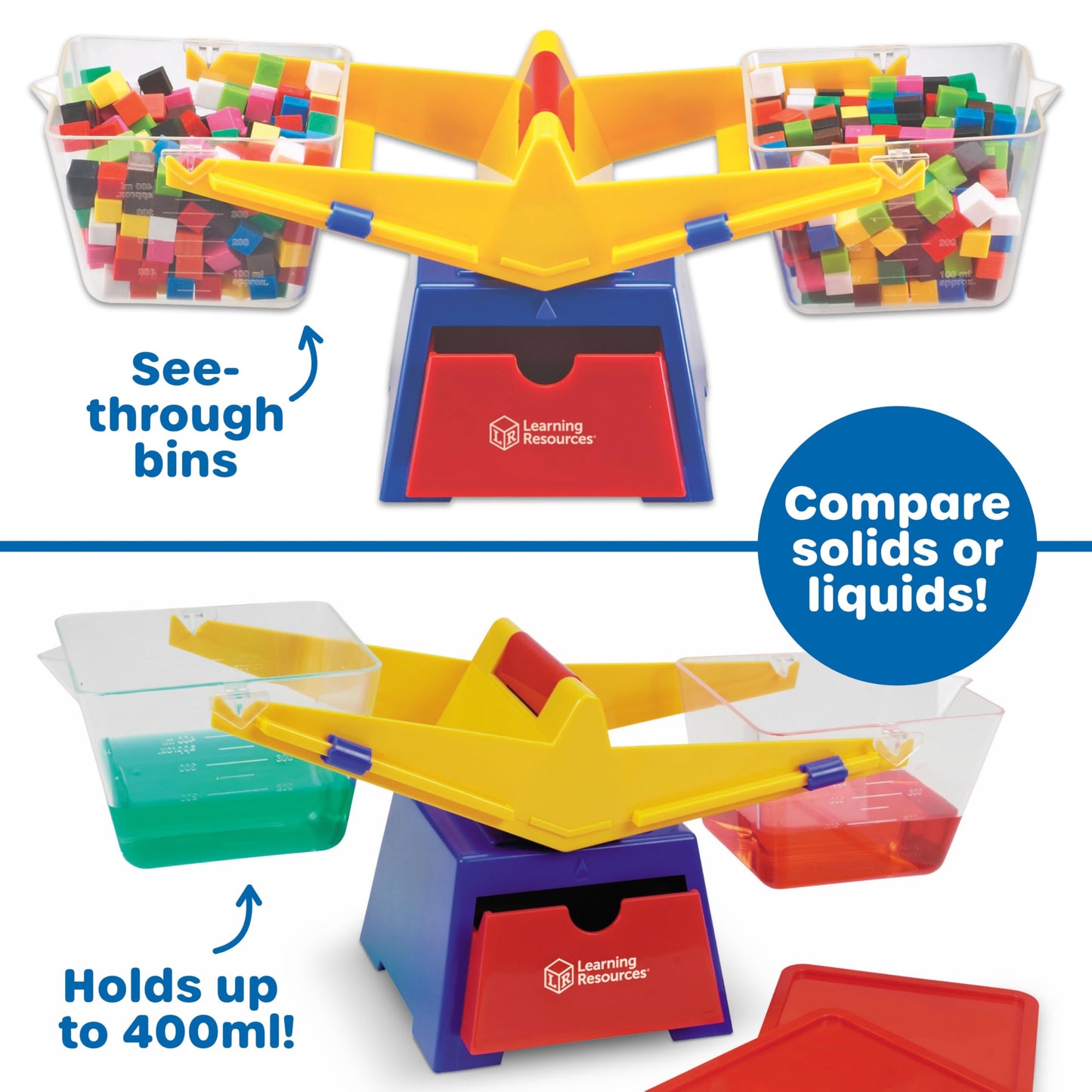 Learning Resources LER1521 Primary Bucket Balance Teaching Scale, Science/Math, Classroom Scale, Ages 3+