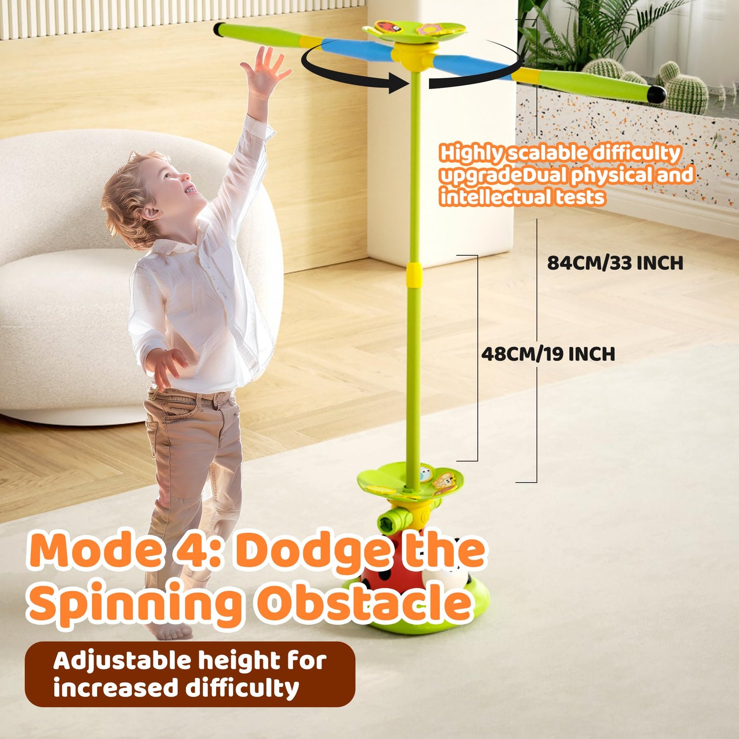 5 in 1 Multi-Functional Game Sports Machine, Kid Ladybug Fitness Machine Toy,Obstacle Course/Rocket Launch/Ring Toss/Musical Jump Toys with Remote Control, Outdoors Toys for 3-8 Years Boys Girls