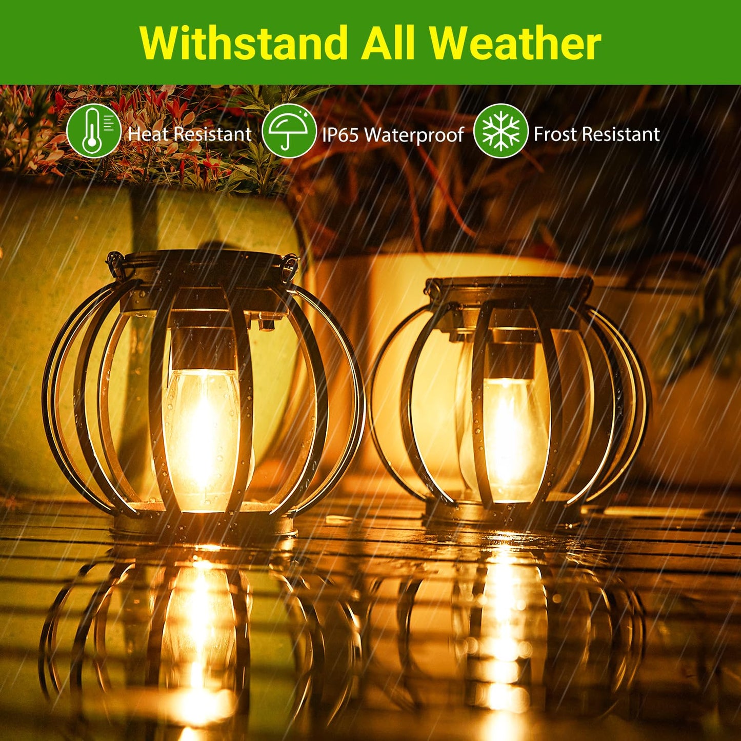KOOPER Solar Lanterns Outdoor Lights, Upgraded Metal Solar Lantern Lights, Brighter Hanging Solar Lights Outdoor Waterproof, Auto On/Off Outdoor Solar Lights for Yard Garden Patio Pathway Decor 2 Pack