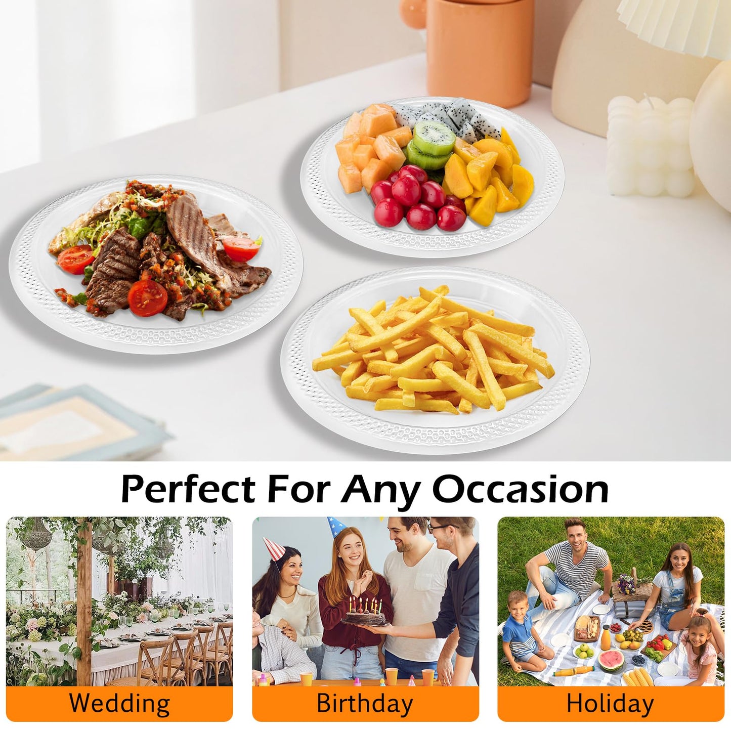 GGYKJSK 200-Pack 6-Inch Clear Plastic Dessert Plates Disposable - Small Appetizer Desert Plates for Wedding, Party, Cake Serving - BPA-Free Disposable Plates Bulk