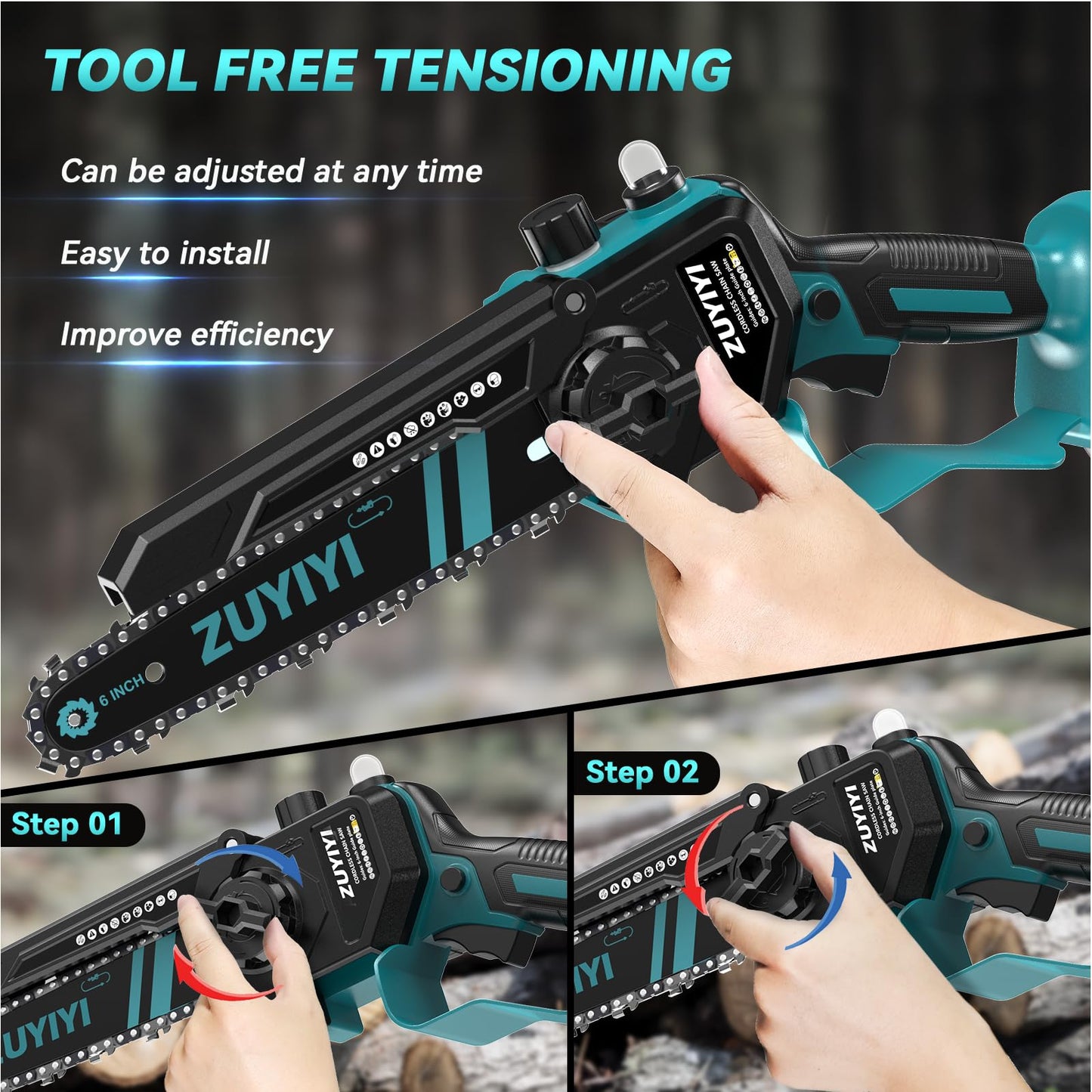 ZUYIYI Mini Chainsaw 6 Inch Cordless for Makita 18V Battery, Brushless Handheld Small Chain Saw with Auto Oiler, Electric Chainsaw for Garden Courtyard Tree Branch Wood Cutting (Battery NOT Included)