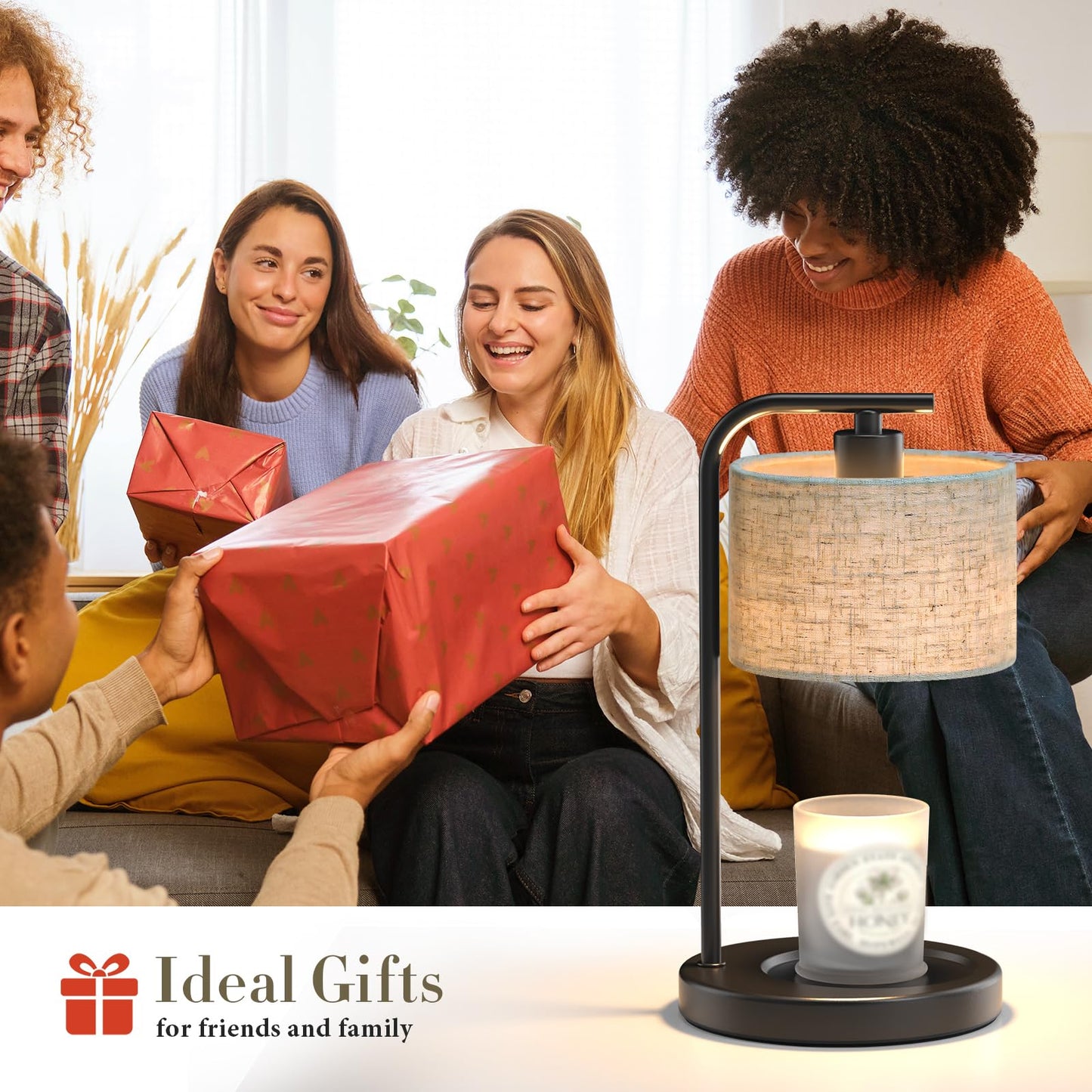 Spclsim Black Candle Warmer Lamp with Timer Dimmer, Dimmable Electric Candle Wax Warmer Heater with 2 Bulbs, Birthday Gifts for Women Her, Mom Gifts Idea, Thanksgiving Housewarming Gifts