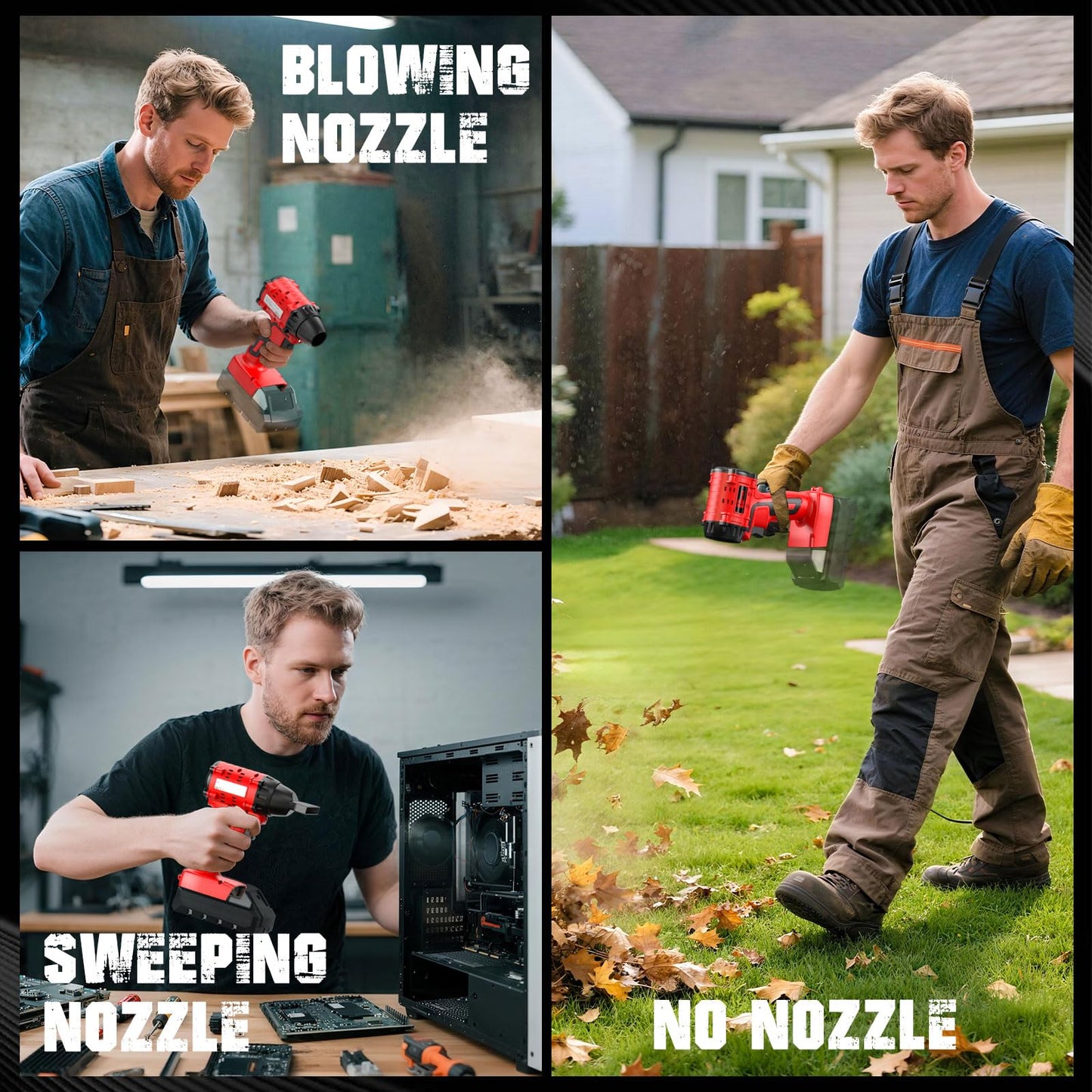 Air Duster 380W Brushless HighSpeed Motor 100,000RPM Fit for Milwaukee 18V Battery Variable Speed Air Blower for Camping Jobsite & Car-Service(Battery not Included)