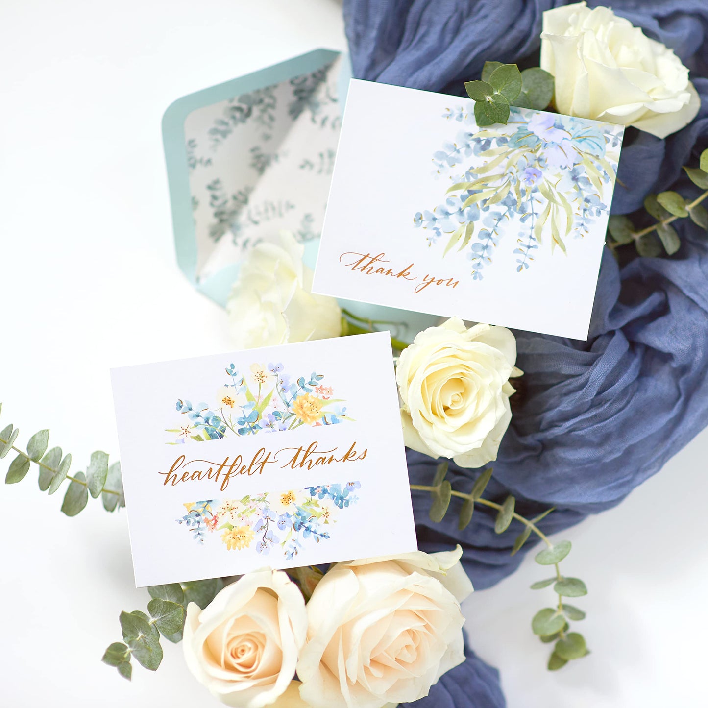 Papyrus Sympathy Thank You Cards with Envelopes, Eucalyptus Leaves (20-Count)