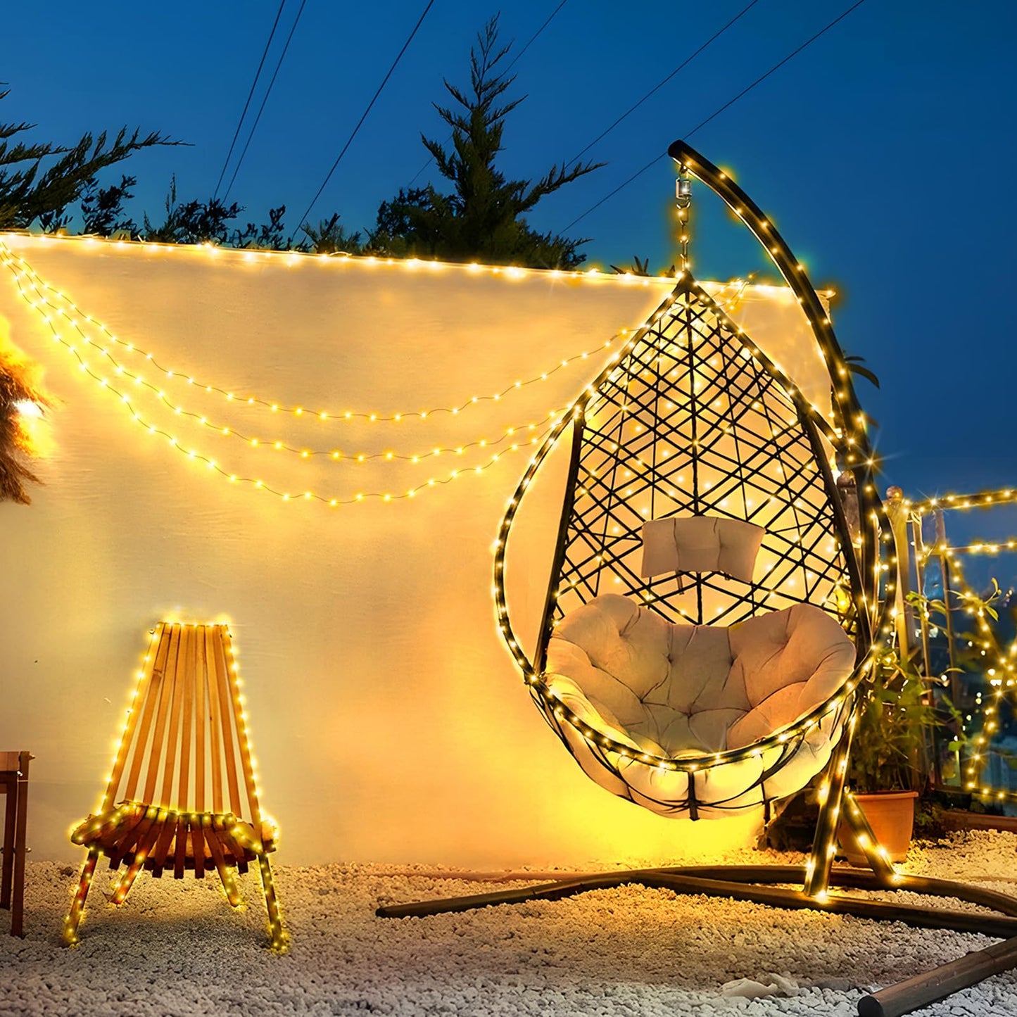SAUIRS Fairy Lights Plug in 164FT 500 LED Christmas Lights Indoor Copper Wire Waterproof Outdoor String Light for Bedroom,Wedding,Patio,Balcony,Porch,Outside,Tree,Christmas Decorations（Warm White）