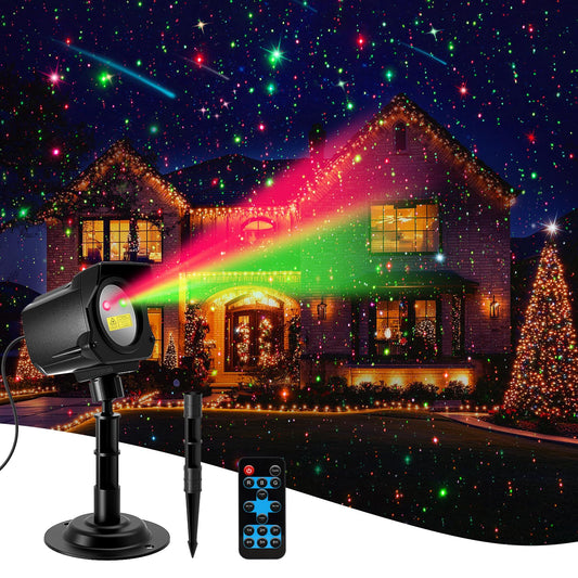 Brighter Laser Christmas Projector Lights Outdoor, 2025 Upgraded 2 Colors Christmas Halloween Decorations Light, Efficient Heat Dissipation, Holiday Projector Stars Light Show for House/Party/Garden