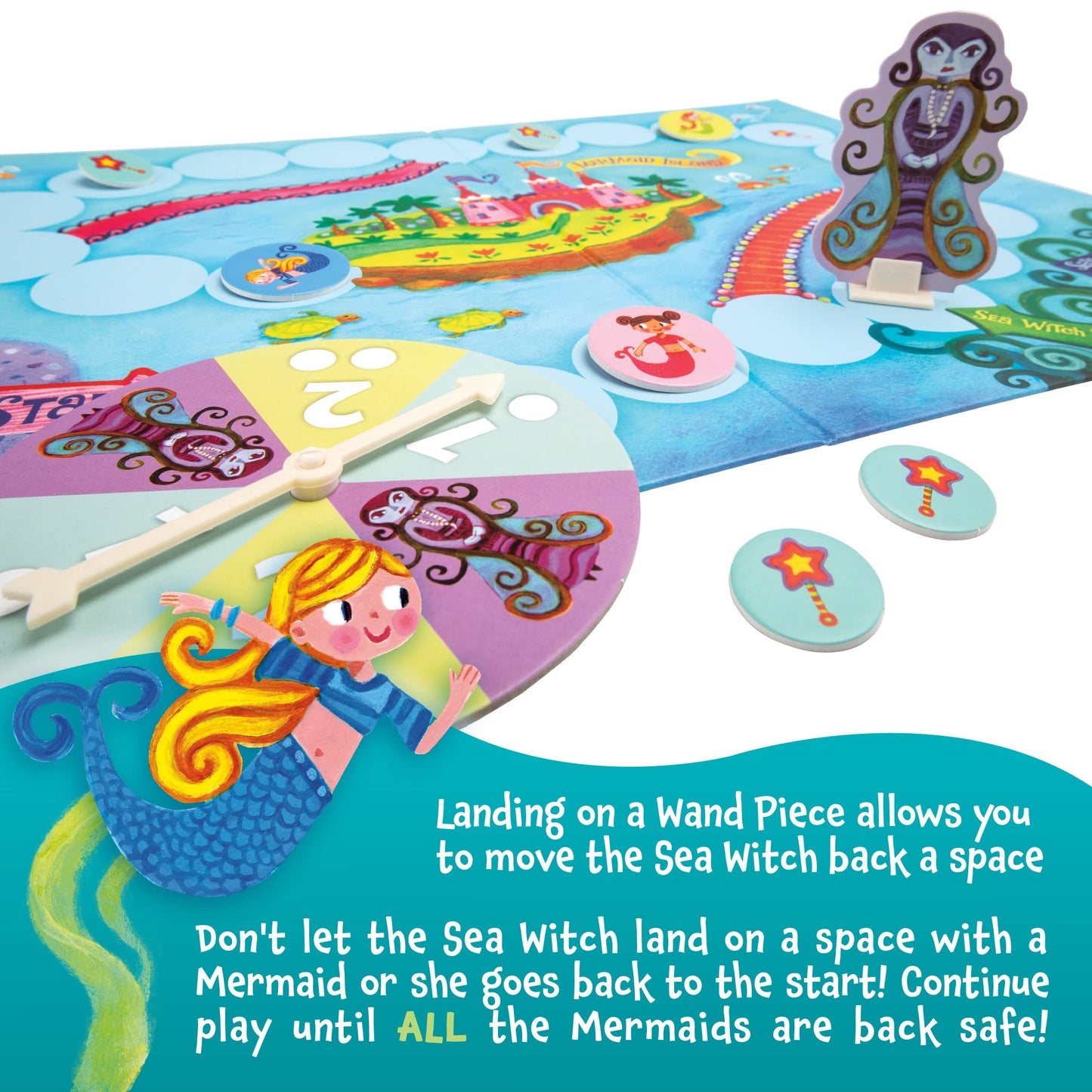 Peaceable Kingdom Mermaid Island Award Winning Cooperative Board Game for 2 to 6 Kids Ages 5+