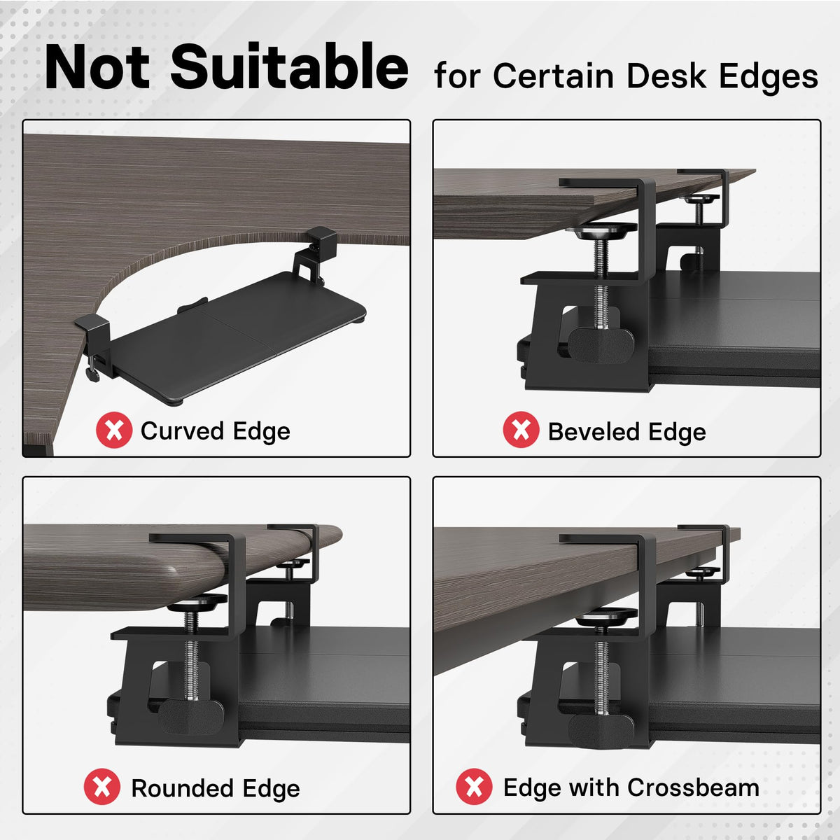 BONTEC Under Desk Keyboard Tray, Pull-Out Keyboard & Mouse Platform with C-Clamp, 20 x 11.8 in Space-Saving Ergonomic Slide-Out Drawer, Black