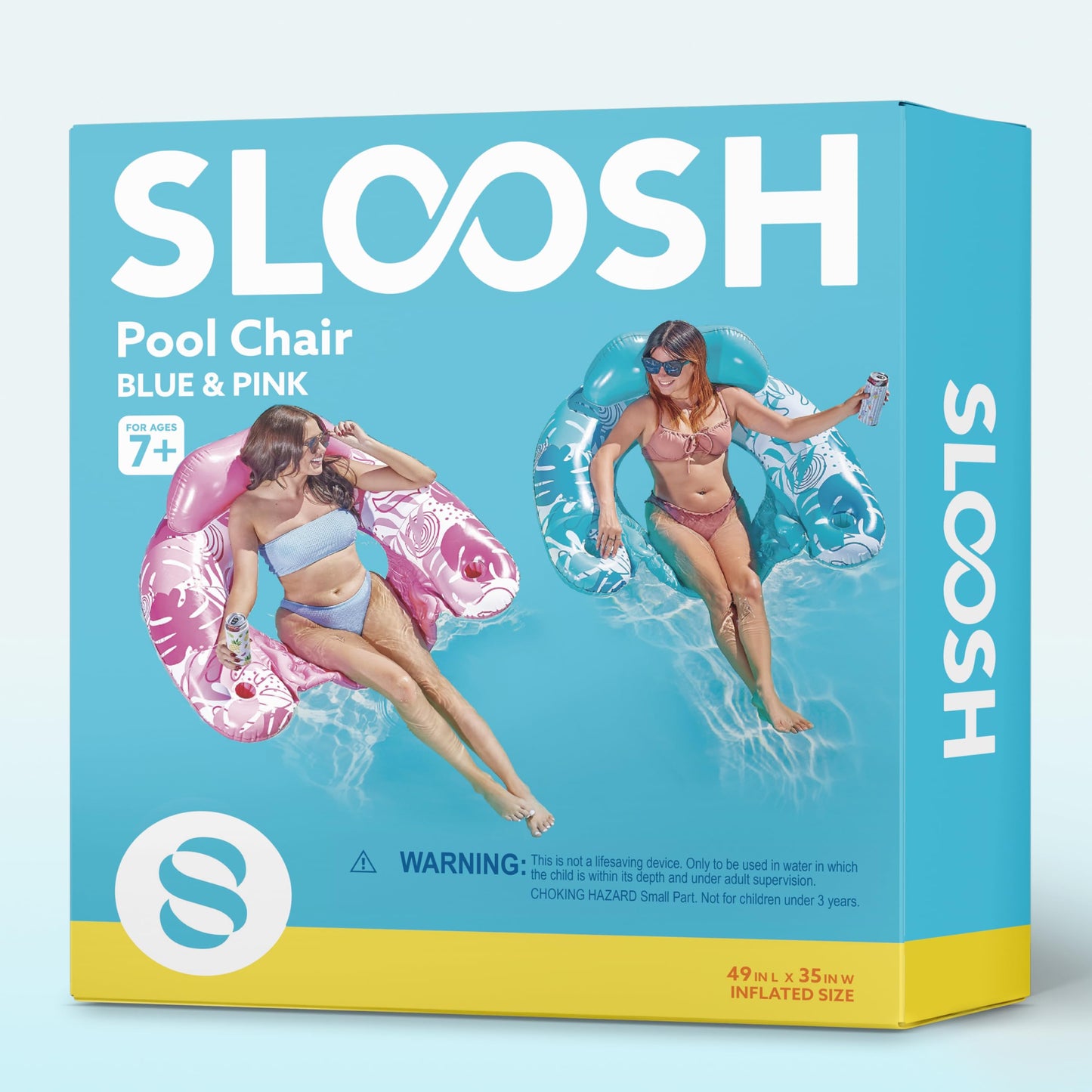 Sloosh Inflatable Pool Floats Adult, 2 Pack Pool Chairs with Cup Holders, Blow up Floating Pool Floats Chair, Pool Floaties for Adults Swimming Pool Party Summer Water Fun(Summer Leaves