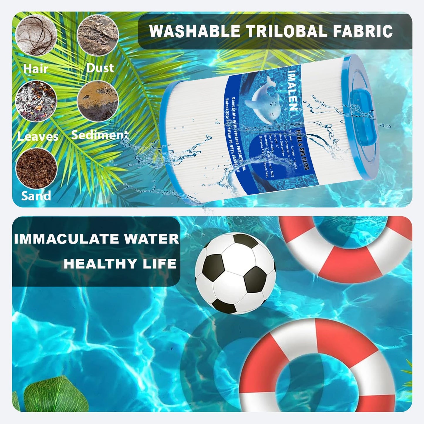 IMALEN Spa Filter Compatible with Unicel 6CH-502, Filbur FC-0311, Artesian Spa Filter, Magnum AR50, Baleen AK-90161, and Master Deluxe M60506, Hot Tub Filter Cartridge, 2 Pack