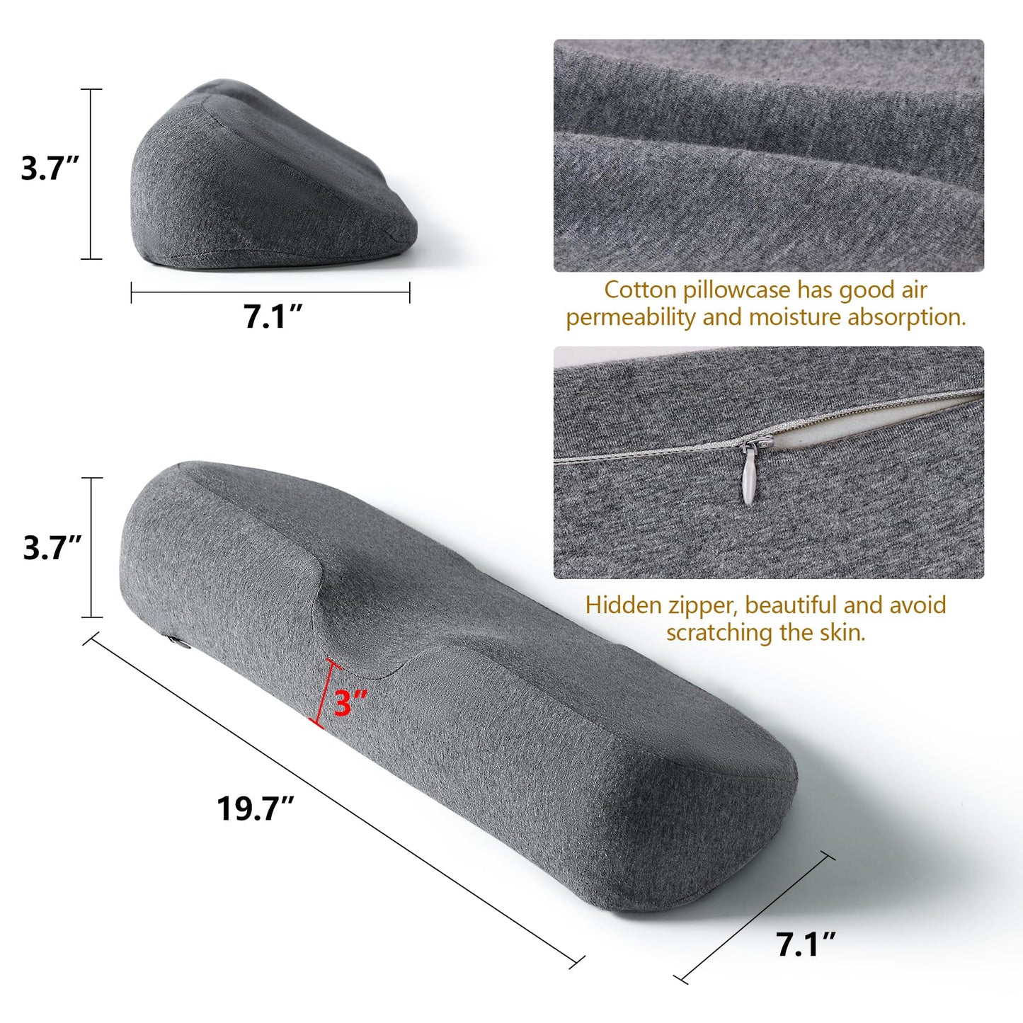 Cervical Neck Pillows for Pain Relief Sleeping, High-Density Memory Foam Neck Bolster Pillow for Stiff Pain Relief, Neck Support Pillow Neck Roll Pillow for Bed Pillow (Dark Gray)