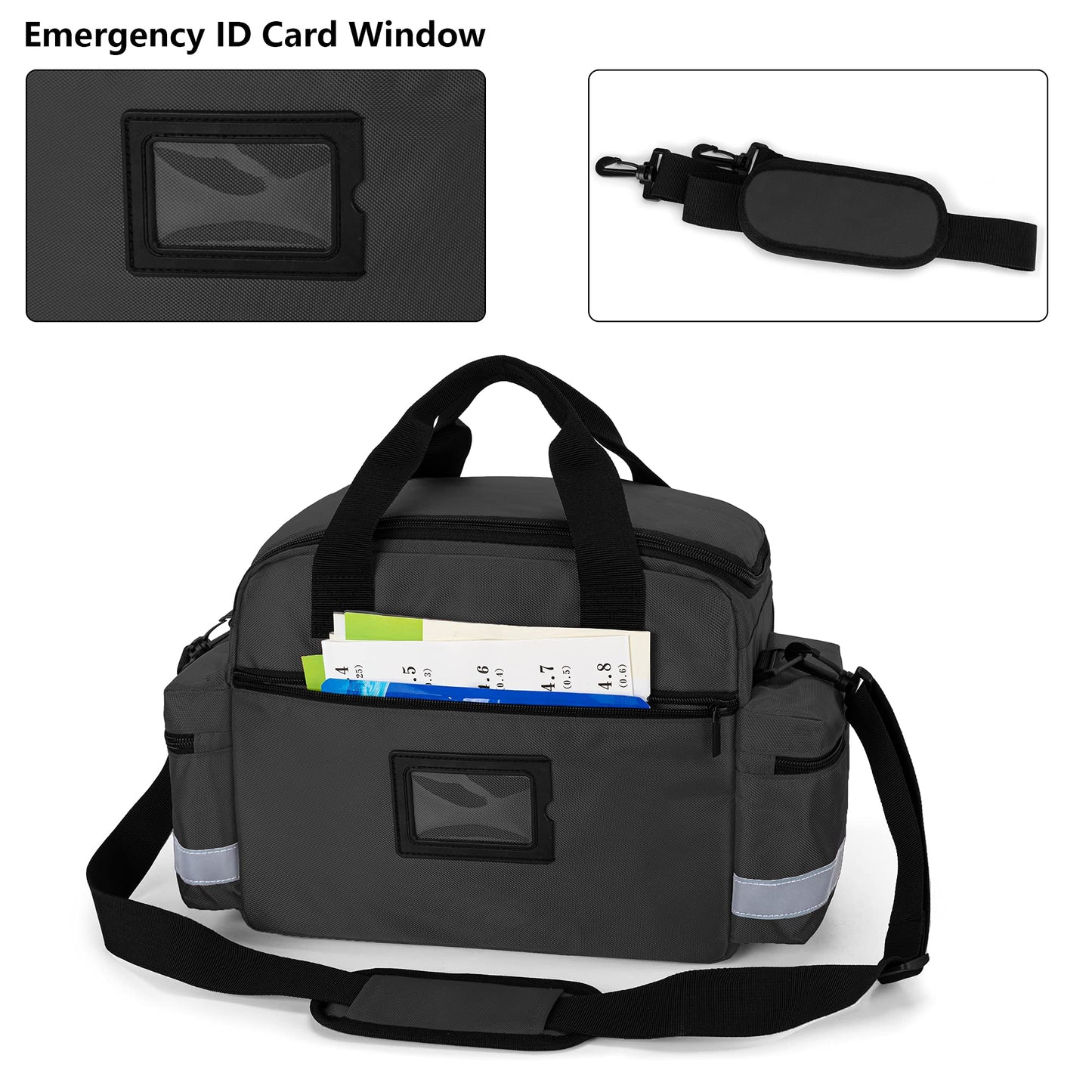Trunab Medical Supplies Bag, Nurse Bag with Handle and Shoulder Strap for Home Health Care, Hospice Visit, Travel, or Emergency Event, Black (Patented Design)