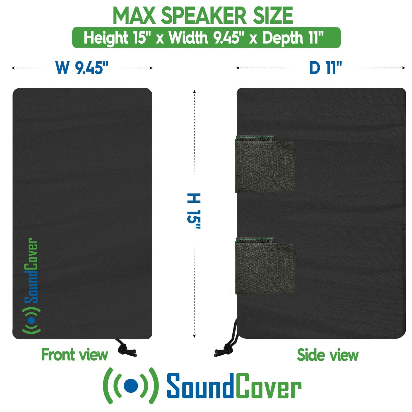 SoundCover Large Outdoor Speaker Covers for C-Bracket Mounted Speakers Premium 210T Polyester with Silver UV Protective Coating Water-Resistant, Open-Back Design with Drainage Eyelets Set of 2