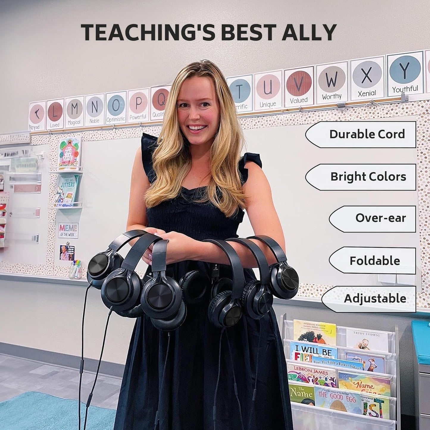 AILIHEN Headphones Wired 6 Pack Bulk with Microphone for School, Over-Ear Headsets for Kids Students, Teens, Adult, Classroom, Library, Chromebook, Laptop, Adjustable, Foldable, 3.5mm Jack (Black)