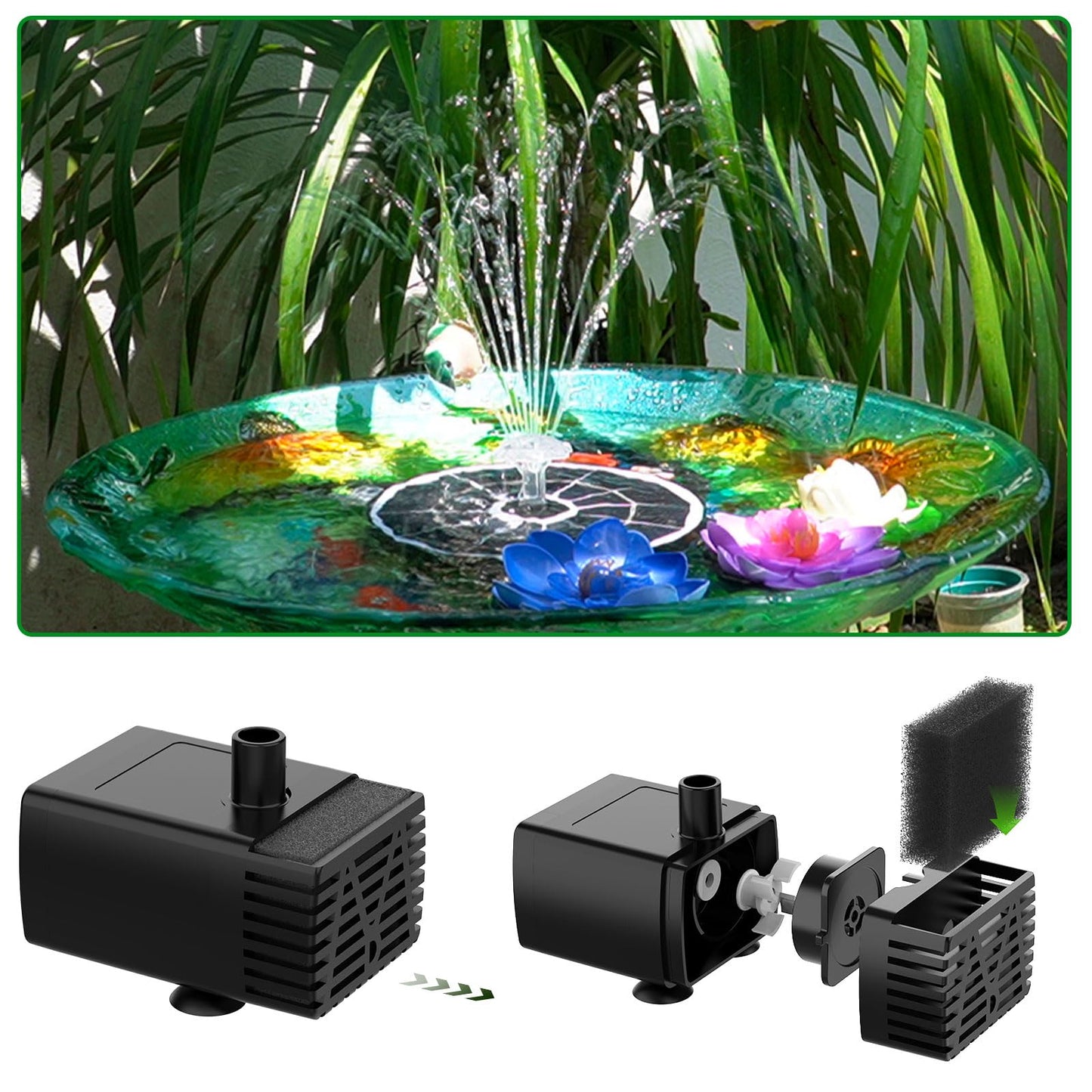 AISITIN Solar Fountain 2026 Upgraded, 3.7W Solar Powered Fountain Pump for Outdoor with 4 Spray Effects, Solar Pond Pump Floating Fountain Pump for Garden,Bird Bath,Pond,Water Feature