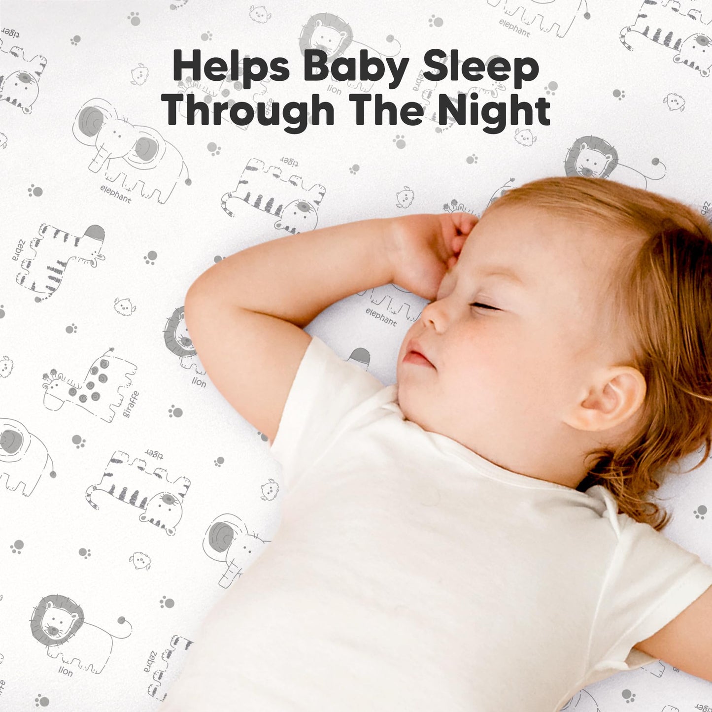 2-Pack Pack and Play Sheets, Waterproof Mini Crib Sheets Fitted - Organic Cotton Pack N Play Sheets for Graco Pack and Play Mattress, Playard Baby Crib Sheets, Neutral for Boy,Girl,Toddler (KeaSafari)
