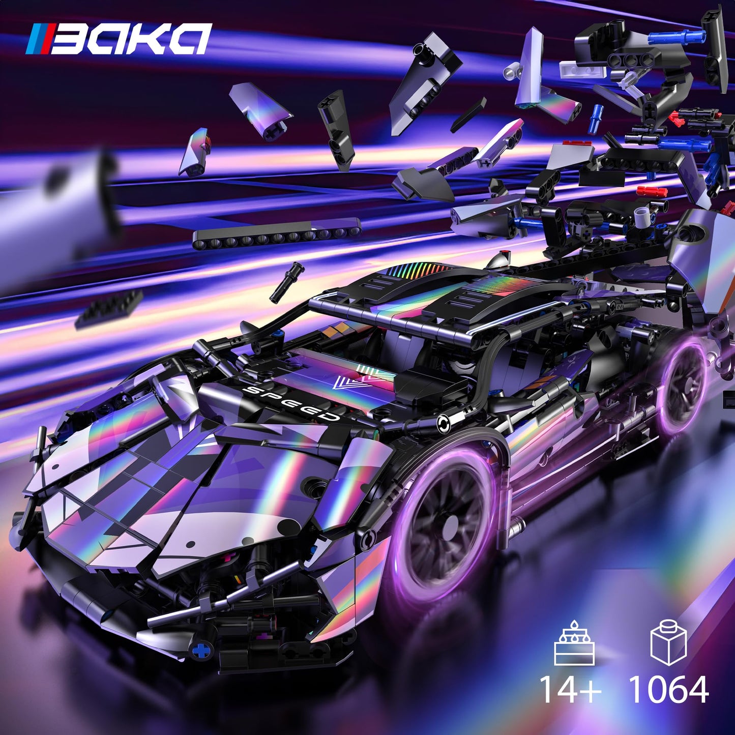 BAKA Sports Cars Building Kit for Kids, Teens, and Adults - 1:14 Lamborghini Sian Technic Car, STEM Educational Building Toys for 8+ Year Old Boys, Gift for Birthday, Christmas, 1064 PCS