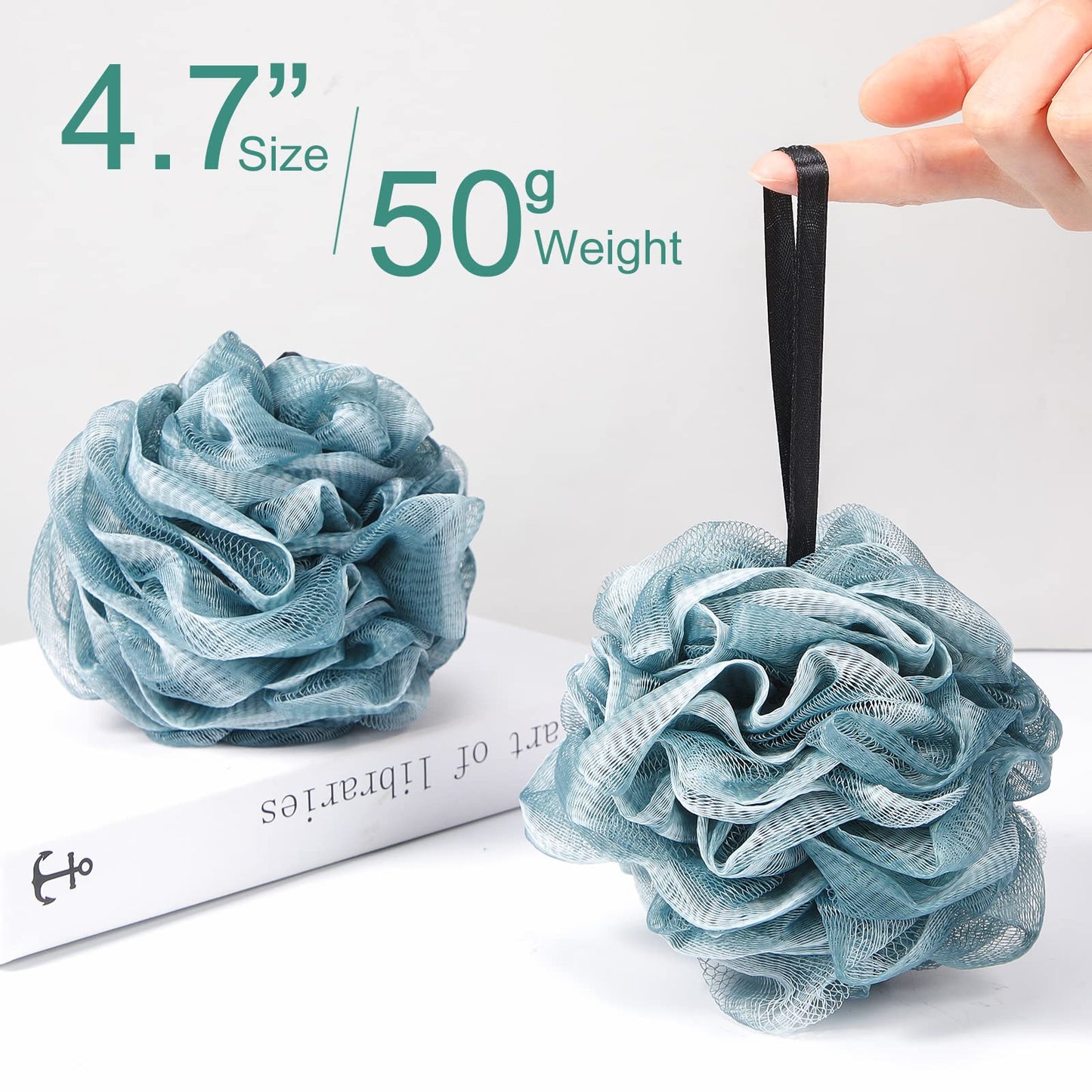 Shellwei 48 Pack Bath Sponge Shower Loofahs Bulk Pack 50g Soft Net Body Scrubber Shower Pouf Sponge Ball Body Mesh Pouf Exfoliating Bath Scrunchies for Men and Women