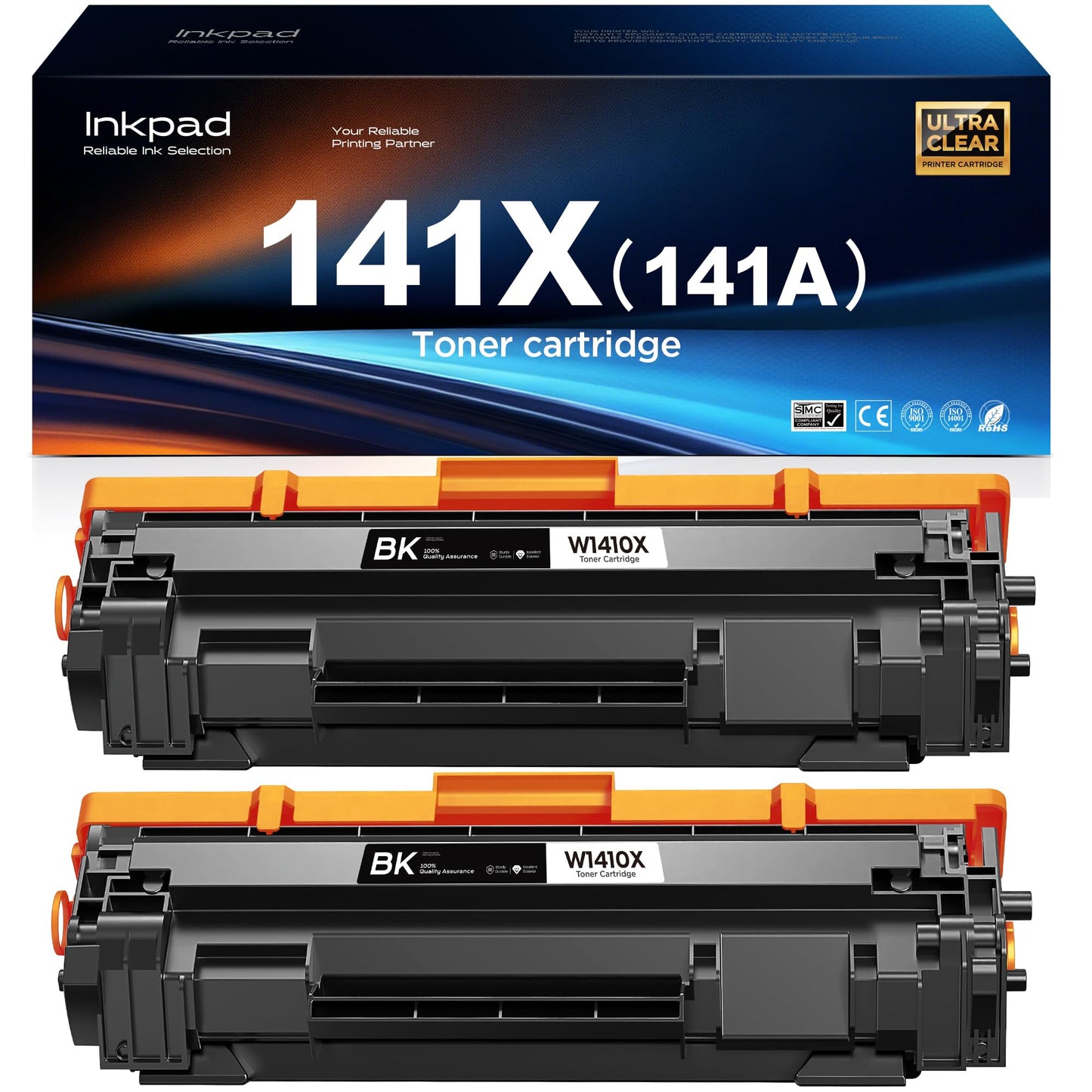 141X Toner Cartridge High Yield Compatible with HP141X W1410X 141A W1410A Black Toner Cartridge with Chip, Work for LaserJet Pro M110w MFP M139w M140w Printers, 2 Black