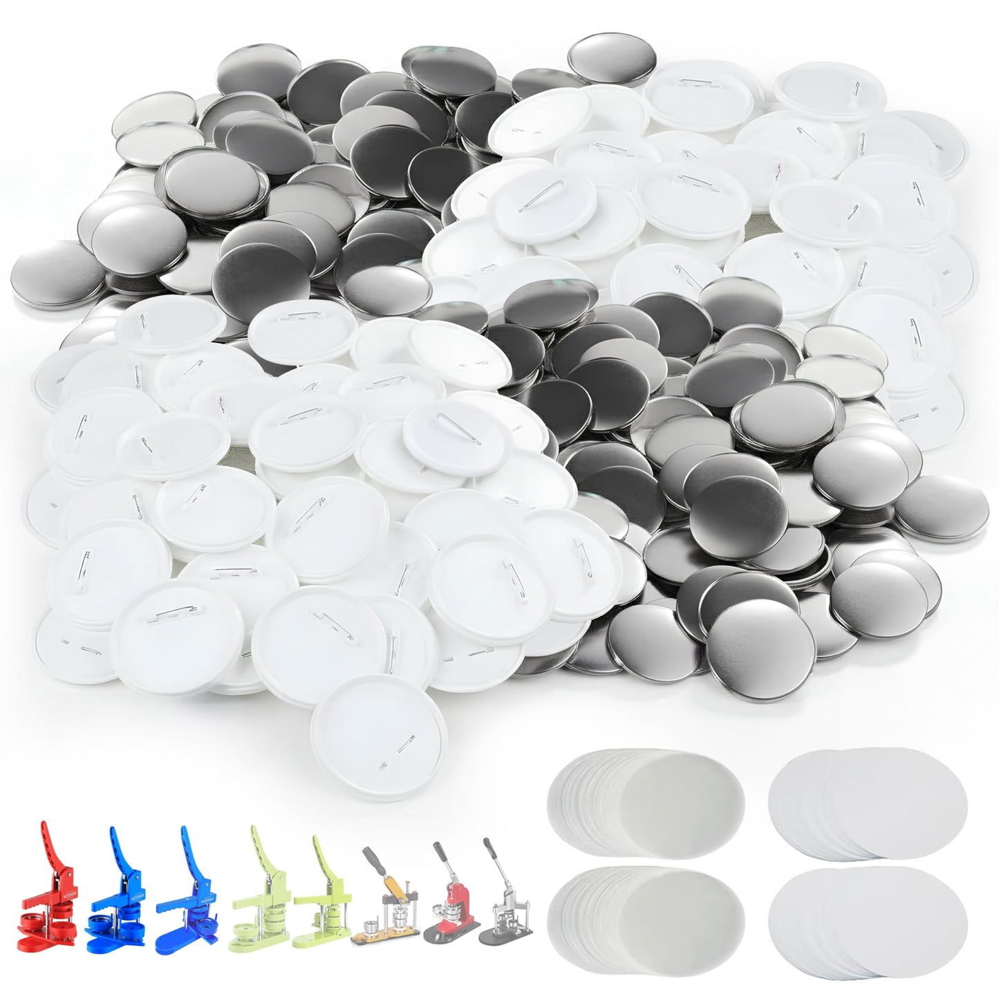 Nice2Have 200 Sets of Pinback Button Parts 2.25 inch (58mm) - Button Maker Supplies for Button Maker Machine