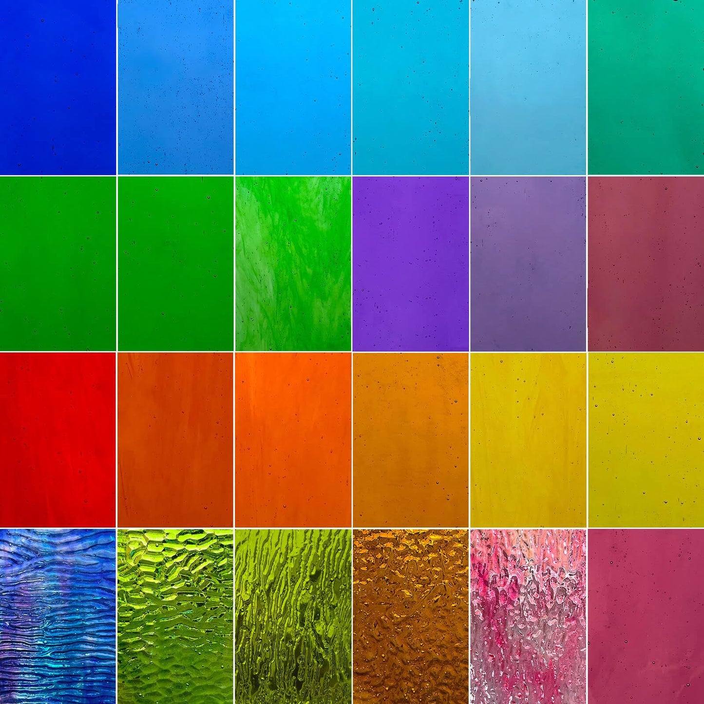 LITMIND 24 Sheets Transparent Cathedral Stained Glass Variety Pack – 4 x 6 Inch Vibrant Rainbow Art Glass for Suncatchers, Mosaics & DIY Crafts