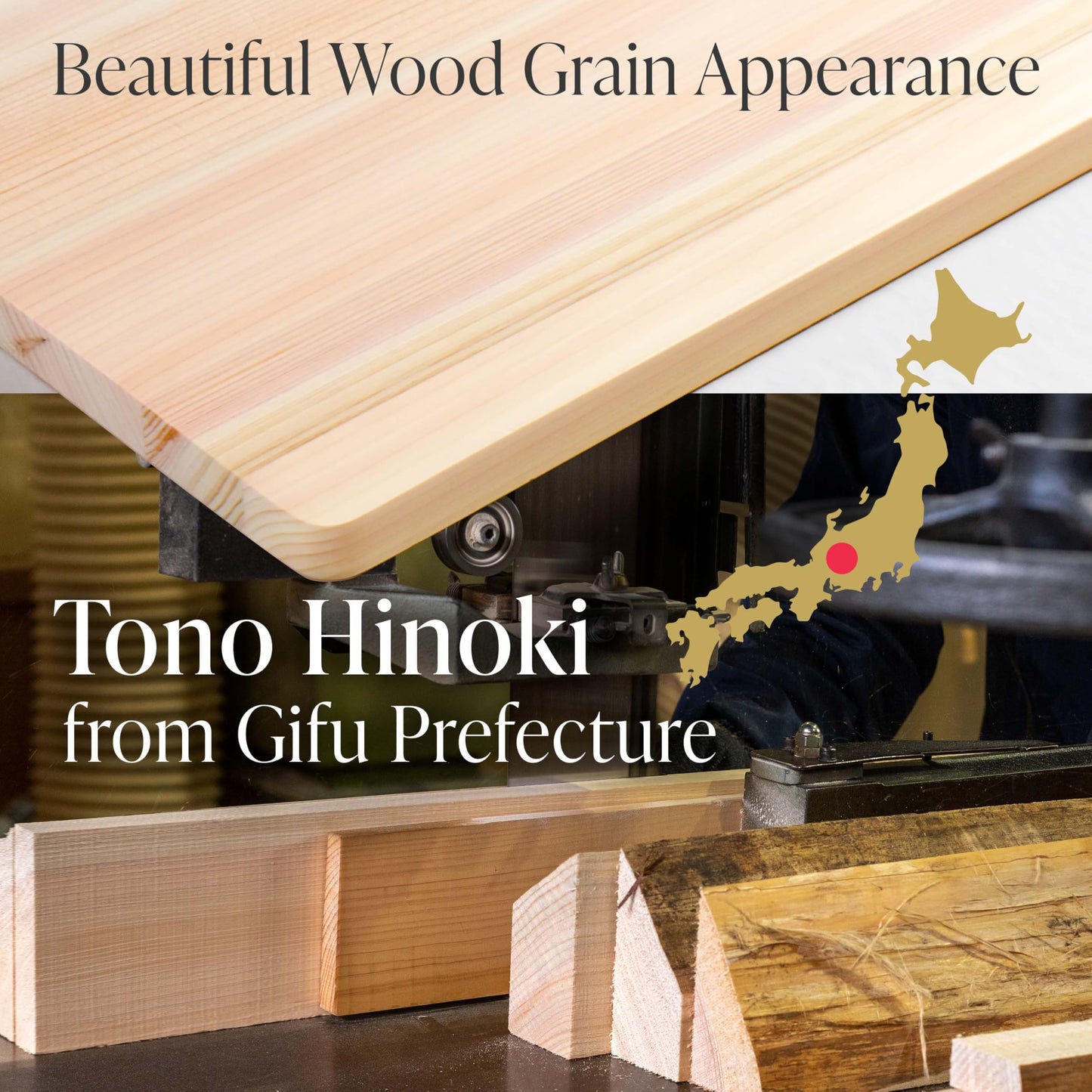 YAMASAN KYOTO UJI Japanese Hinoki Cutting Board - Large - Natural Cypress Wood Cutting Board, Kitchen Chopping Board, High Durability & Flexible, Made in Japan (16.53×9.44×0.59 inch) (Large)