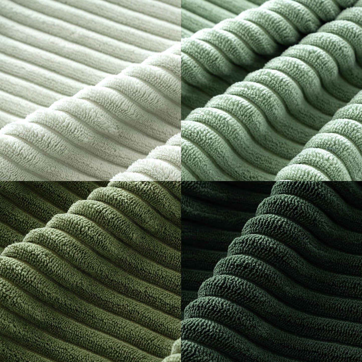 MIULEE Pack of 4 Green Corduroy Decorative Throw Pillow Covers 18x18 Inch Soft Boho Striped Pillow Covers Modern Farmhouse Home Decor for Sofa Living Room Couch Bed