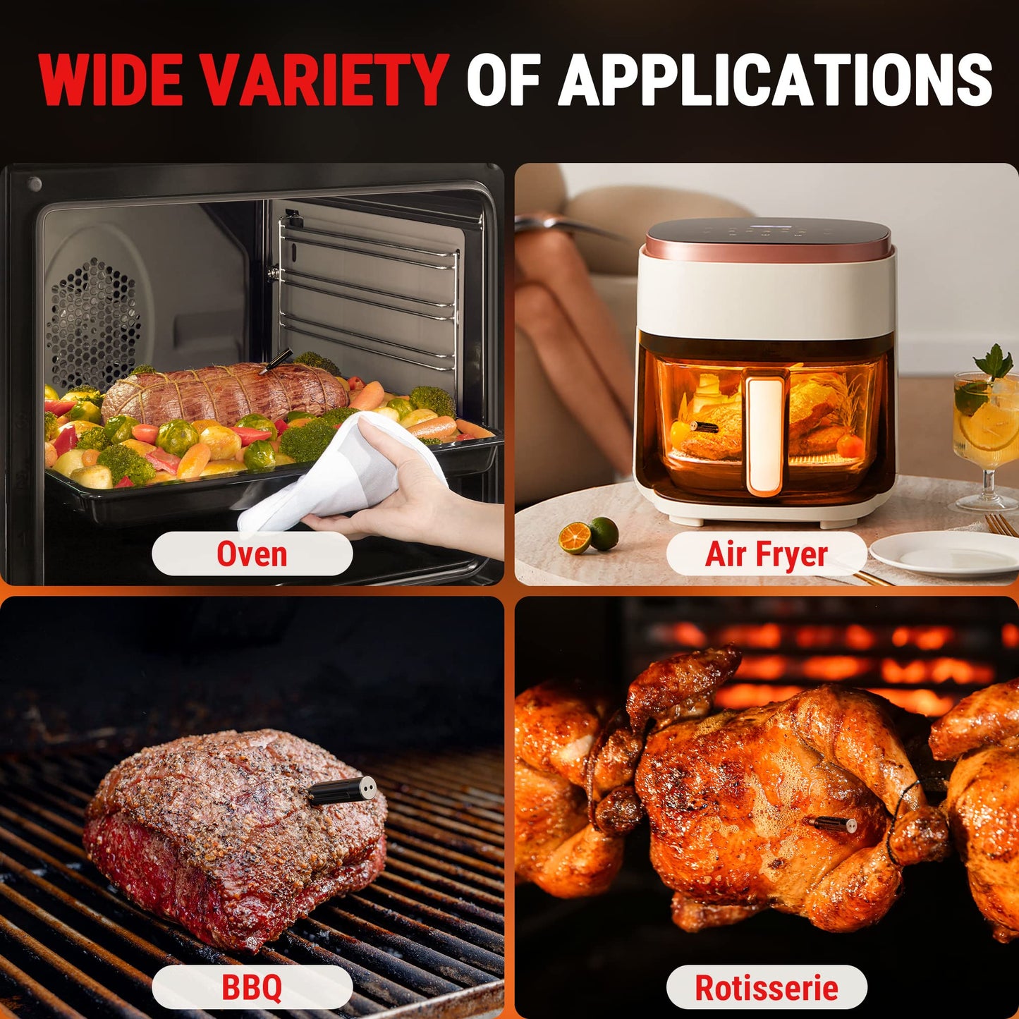 ThermoPro TempSpike Premium Truly Wireless Meat Thermometer up to 500FT Remote Range, Bluetooth Meat Thermometer with Wire-Free Probe, Meat Thermometer Wireless for Sous Vide Smoker Rotisserie Brewing