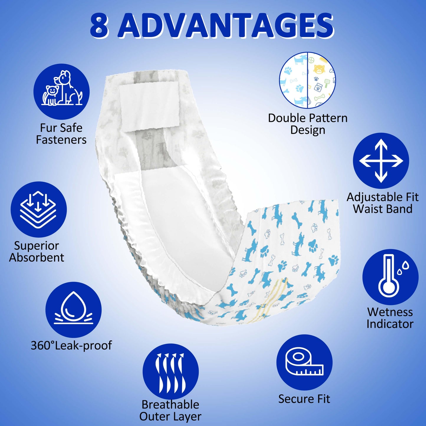 Dono Disposable Male Dog Diapers Dog Wraps Super Absorbent Soft Pet Diapers, Including Four Sizes, Extra Small, Small, Medium, Large, Diapers Wetness Indicator-48pcs (L-48 Count)