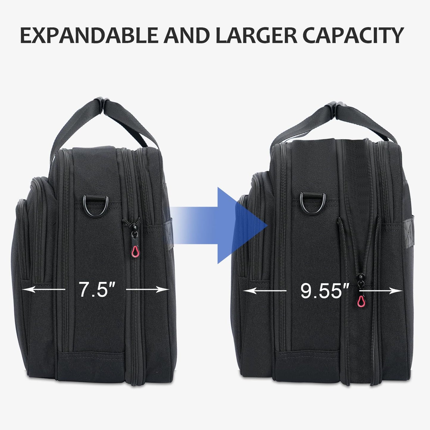 KROSER Laptop Bag Premium Laptop Briefcase Fits Up to 17.3 Inch Laptop Expandable Water-Repellent Shoulder Messenger Bag Computer Bag for Travel/Business/School/Men/Women-Black