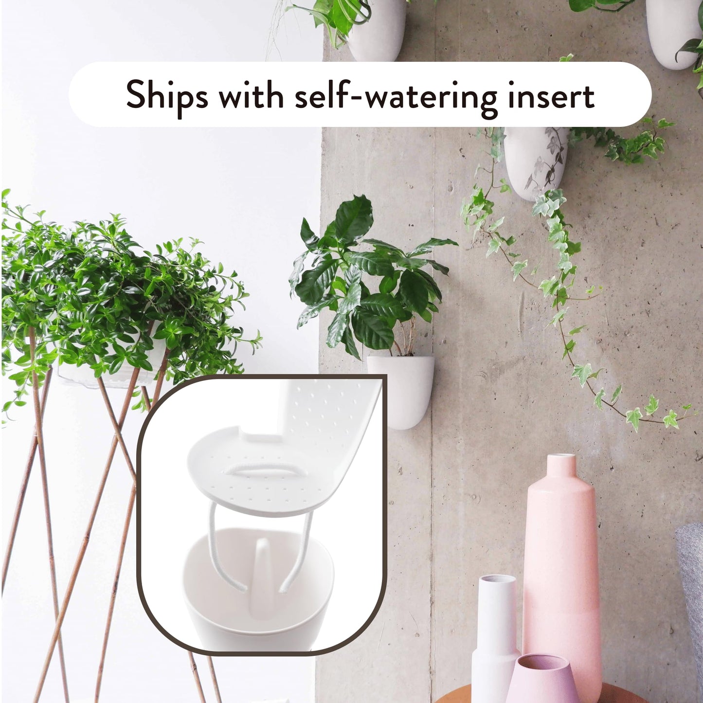 PlantPod Luxe - Self-Watering Wall Planters (Set of 6) - Easy to Water and Install - Lightweight - Design Your Own Vertical Garden - Wall Planters for Indoor Plants