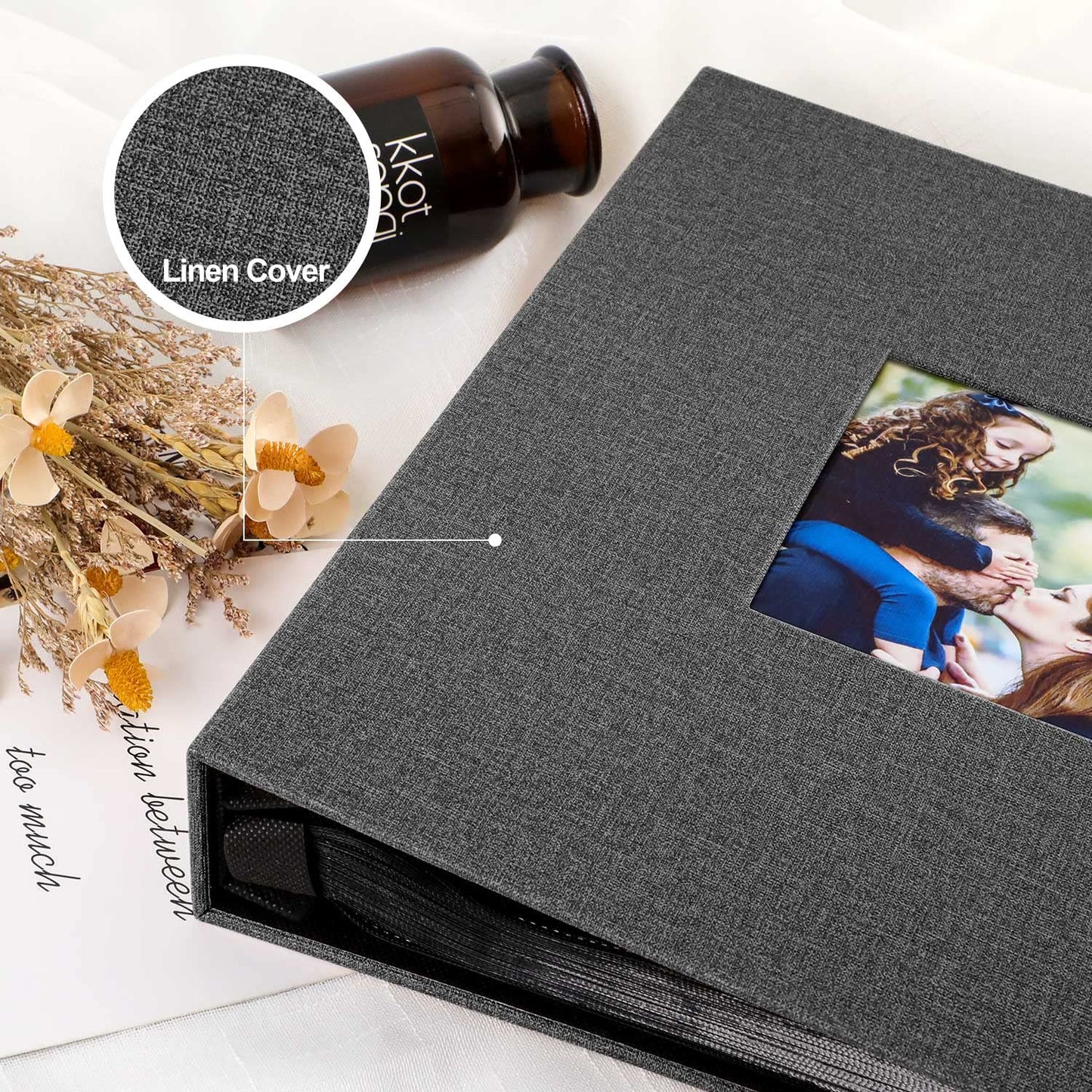 Ywlake Photo Album 4x6 1000 Pockets, Extra Large Capacity Linen Cover Picture Albums Holds 1000 Horizontal and Vertical Photos Black
