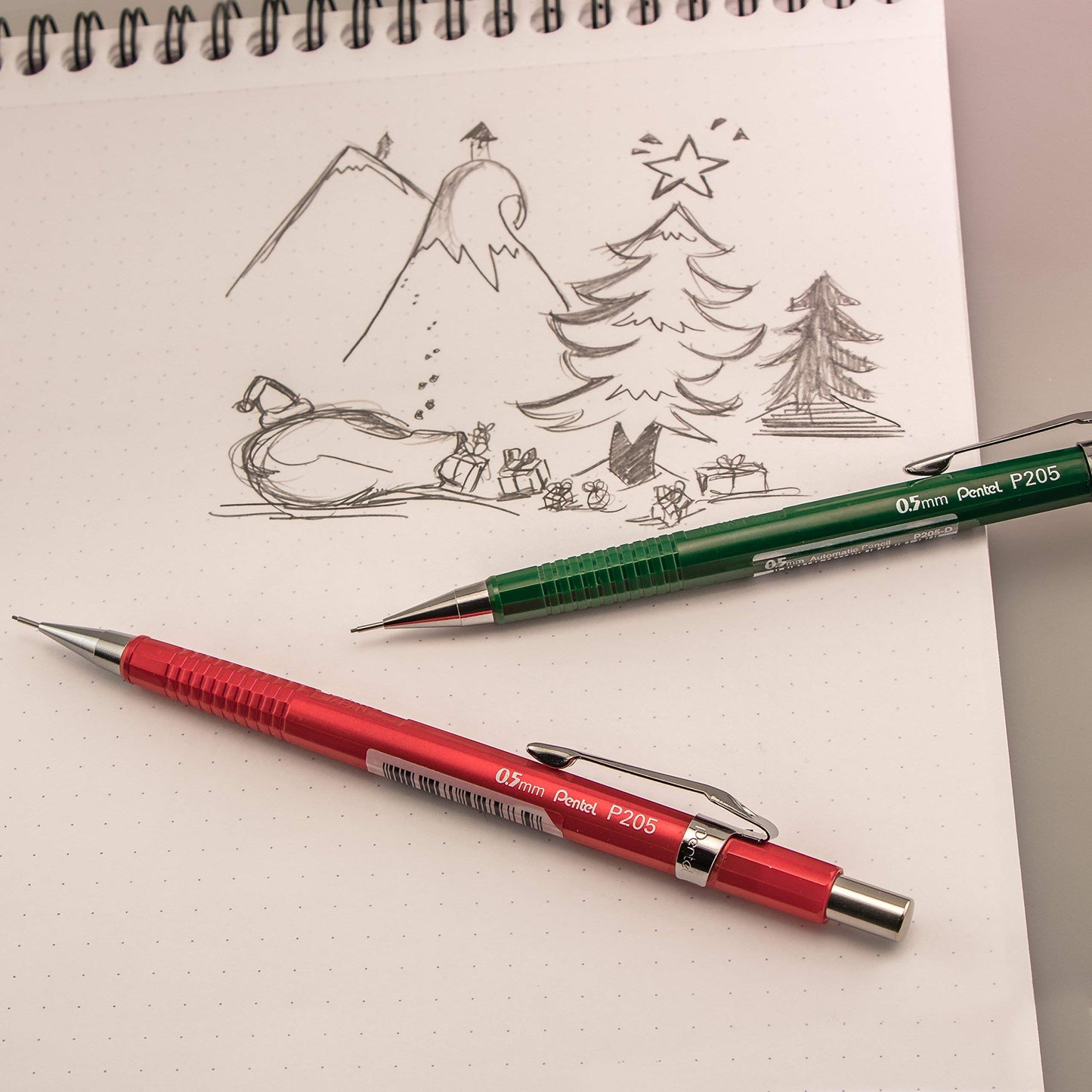 Pentel Sharp Mechanical Pencil, (0.5mm), Metallic Barrels, Assorted Colors (B/C/D), 3-Pk (P205MBP3M1)