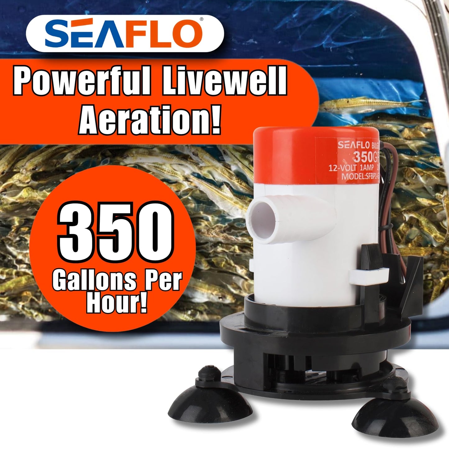 Seaflo-Portable 12v Livewell Aeration Pump System Kit for Boats
