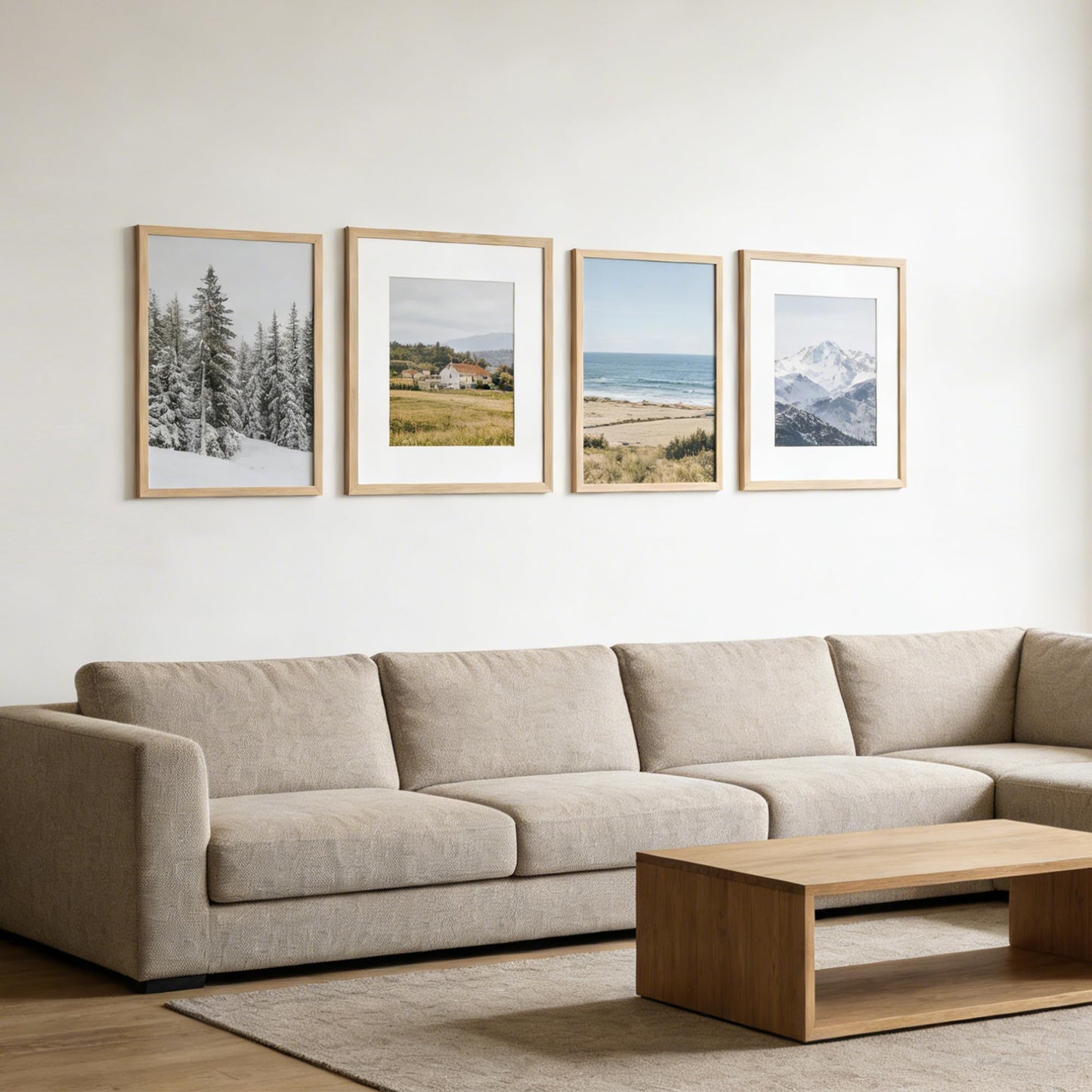 TONES FRAME DESIGN 11x14 Solid Oak Wood Picture Frame with Mat for 8x10 Natural Photo Frames, Set of 3 Picture Frame for Wall Home Decor