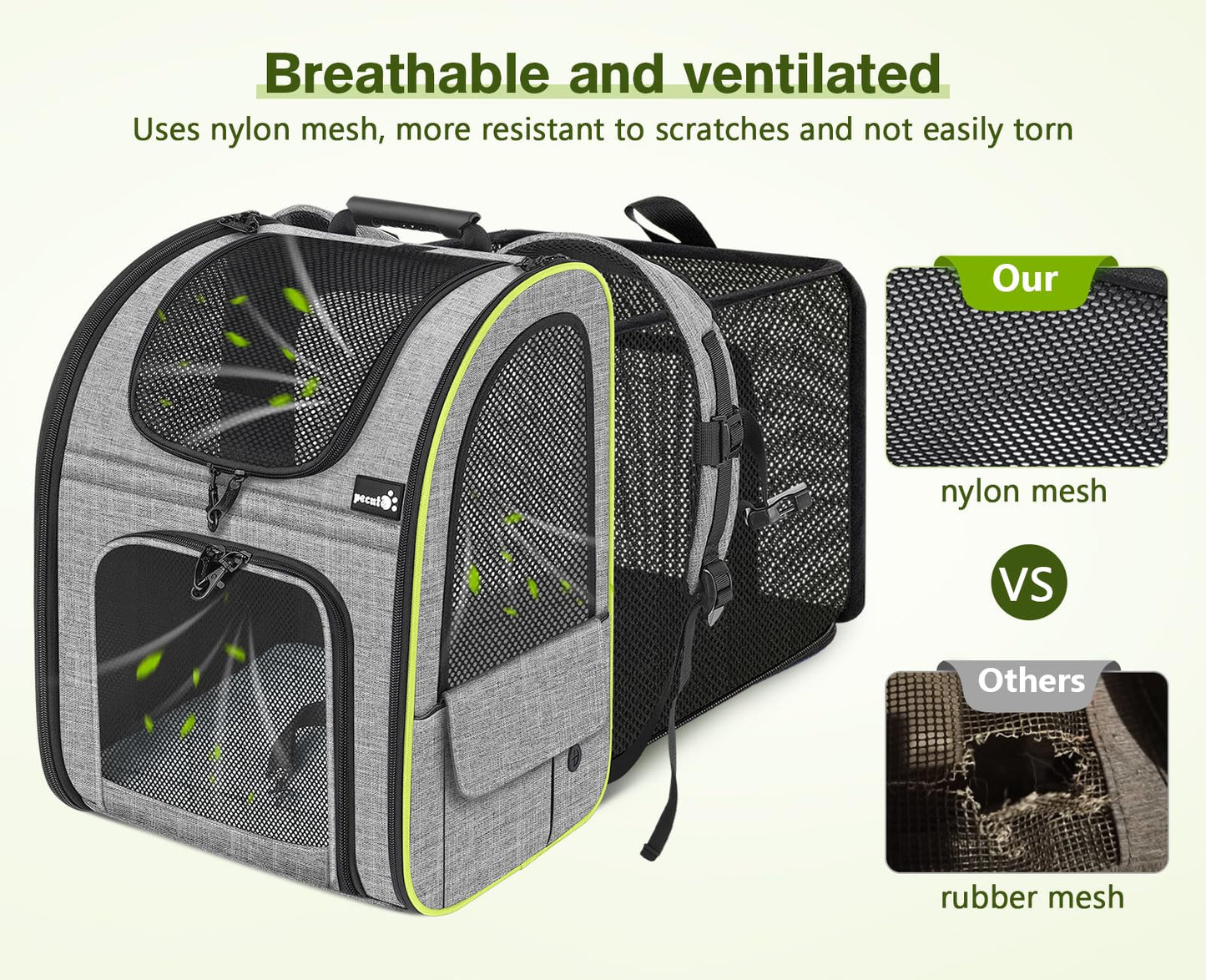 Pecute Pet Carrier Backpack, Dog Carrier Backpack, Expandable with Breathable Mesh for Small Dogs Cats Puppies, Pet Backpack Bag for Hiking Travel Camping Outdoor Hold Pets Up to 1 Count (Pack of 1)