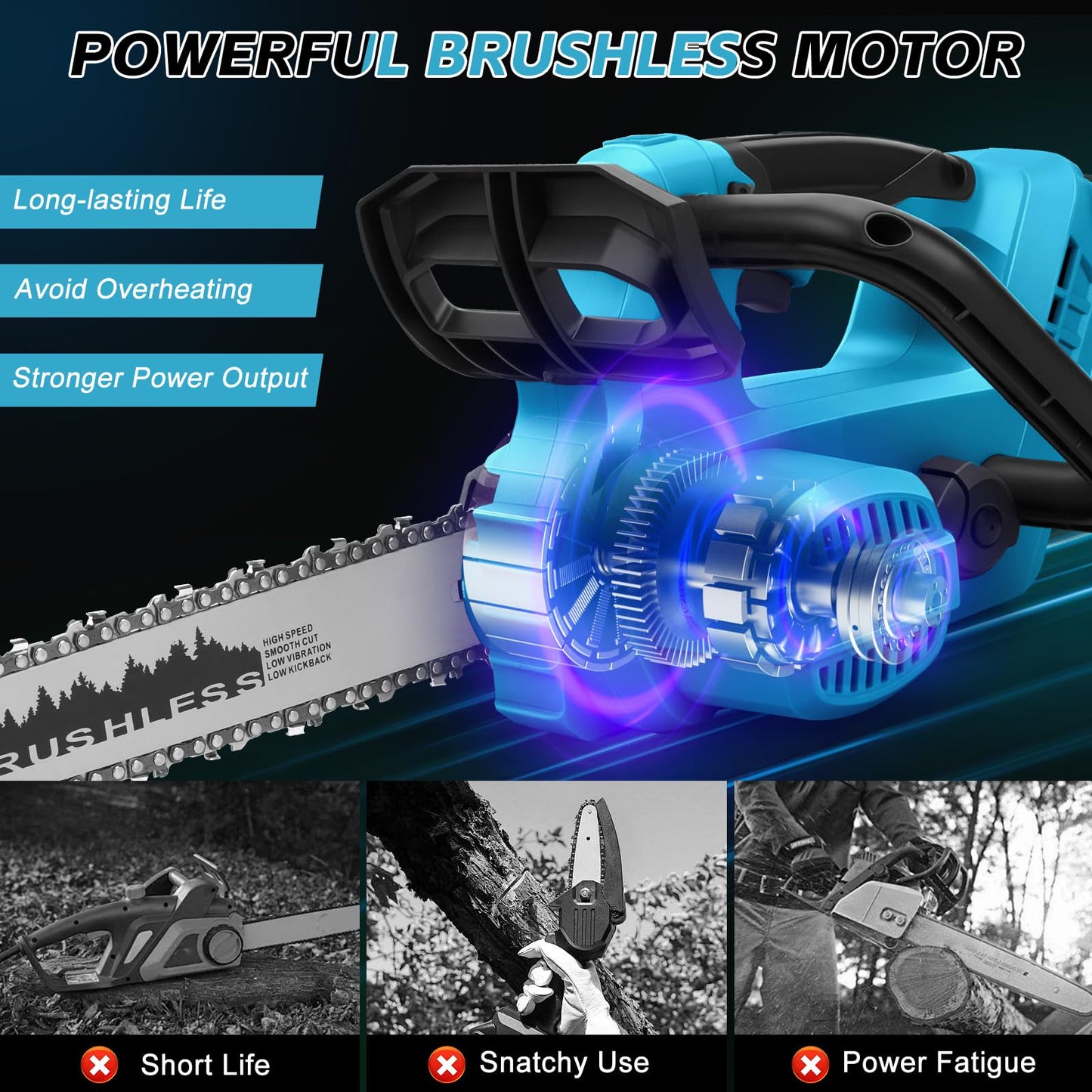 Cordless Chainsaw for Makita 18V Battery, 12 Inch / 10 Inch 2 in 1 Mini Chainsaw with Security Lock, 1100W Handheld Electric Chainsaw for Wood Cutting, Tree Trimming (No Battery)