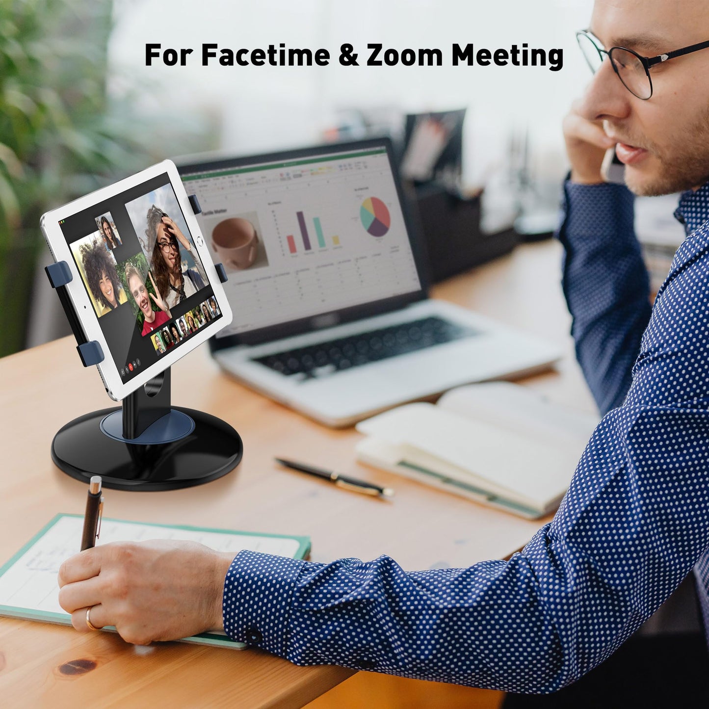 AboveTEK Retail Kiosk Tablet Stand, 360° Rotating Commercial Stand for 6-13" Display Tablets as Business Tablet Holder, Swivel Design for Store POS Office Showcase Reception Kitchen Desktop