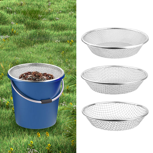 3Pcs Soil, Sand, and Compost Sifter for Gardening – Sieve for Rocks, Dirt, and Organic Material – Fits 5-Gallon Buckets 3 Apertures