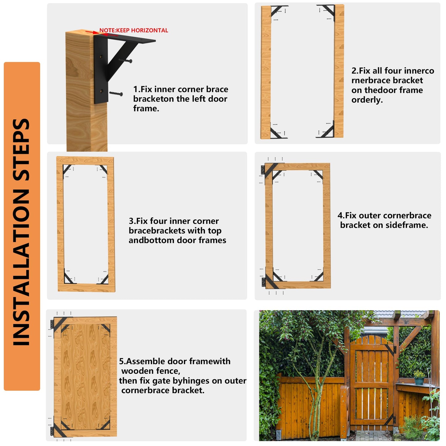 [Heavy Duty] Sdstone Gate Kits, Adjustable Gate Corner Brace Bracket Anti Sag Gate Frame Kit, gate Hardware kit for Wood Fence,Driveway Gates,Shed Doors,Corral Gates