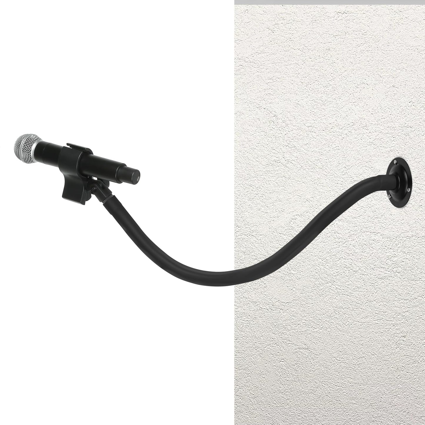 Microphone Holder - 23.6 inch Long Arm Gooseneck Desktop Mic Stand,Mic Arm Wall Mount,Metal Base Mic Clip 3/8" to 5/8" Adapter for Walls/Desk/Podium,Compatible with Shure/Fifine/AT2020/Pyle/Razer