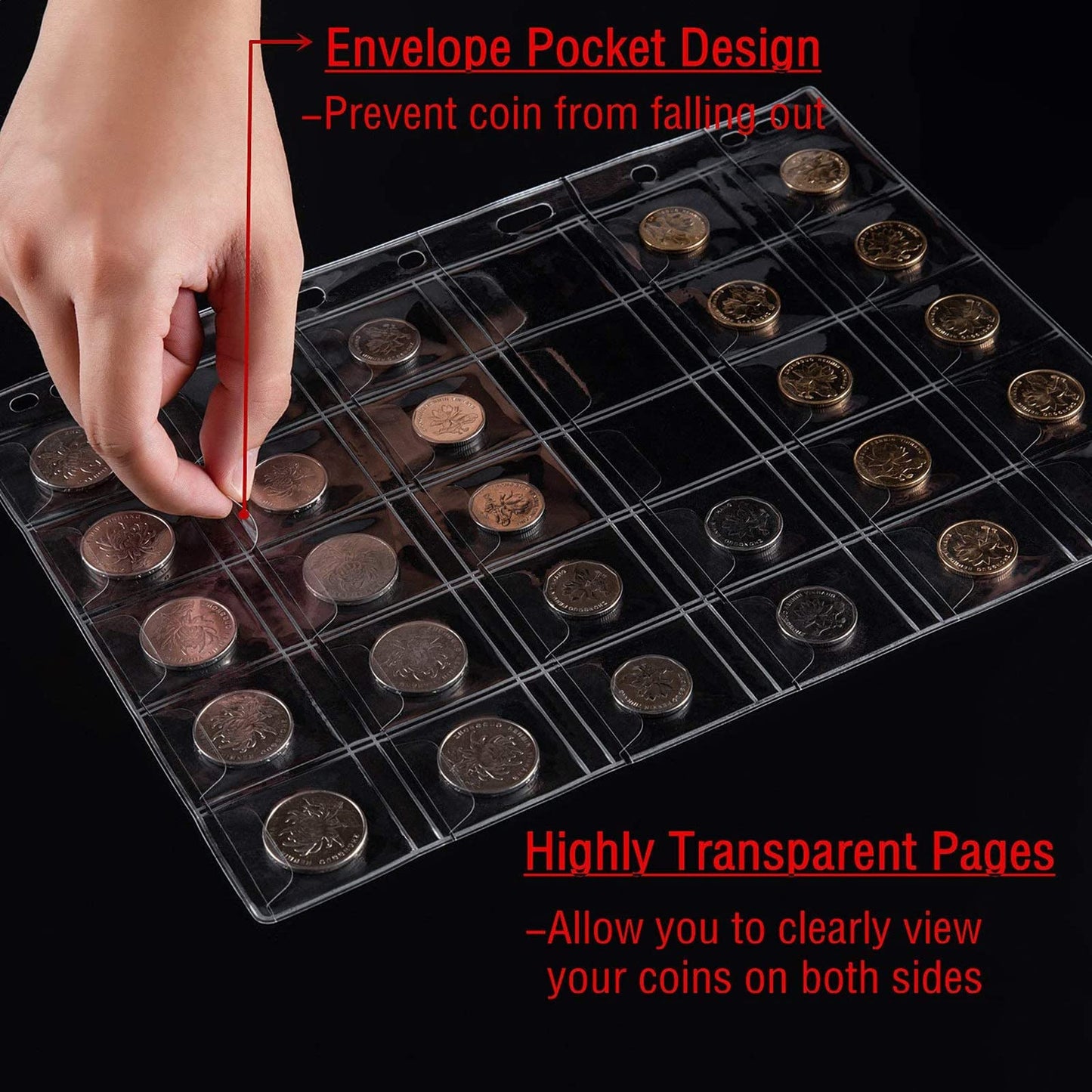 Ettonsun Coin Collection Book 386 Coin Pockets & 12 Currency Sleeves, Coin Collecting Album Holder for Collectors Money Collection Book Coin Display Storage Case Organizer for Coin Collection Supplies