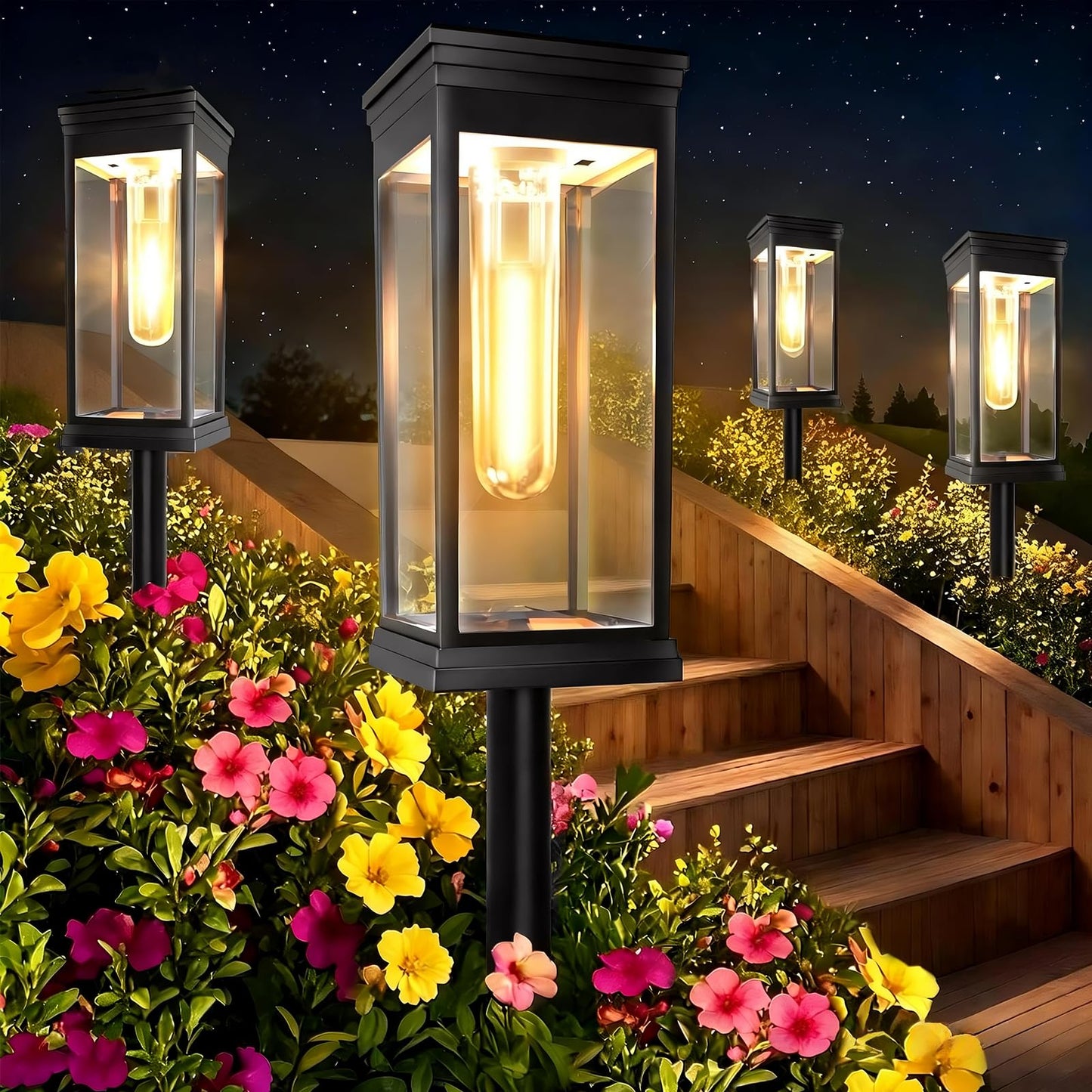 8 Pack Solar Pathway Lights Outdoor,Waterproof Brighter Solar Outdoor Lights,Auto On/Off Solar Lights Outdoor Garden,Outdoor Solar Lights for Walkway Driveway Garden