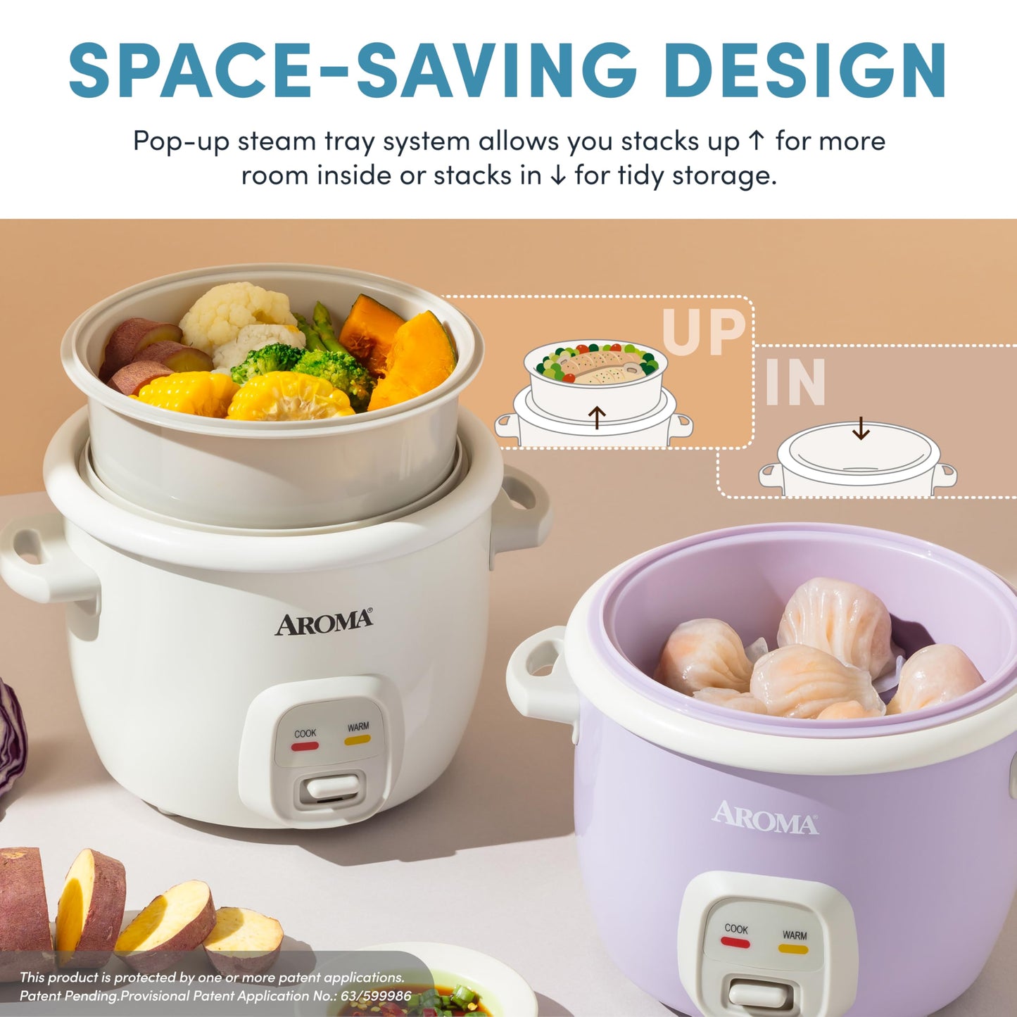 AROMA® CoreCoat Rice Cooker with Pop-Up Food Steaming Basket (4 Cups Cooked, 2 Cups Uncooked)