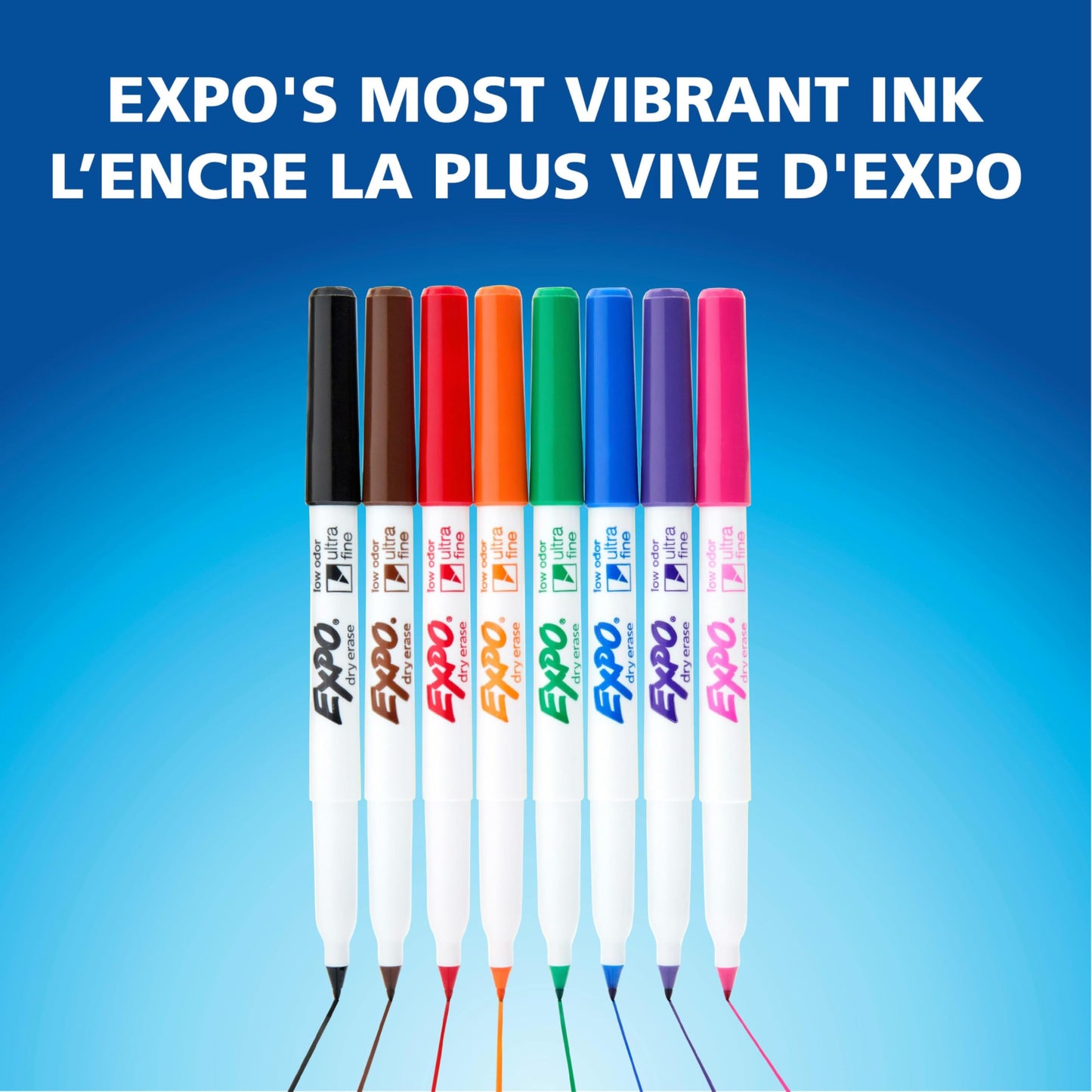 EXPO Dry Erase Markers, Low Odour Ink, Black, Ultra Fine Tip, 36 Count