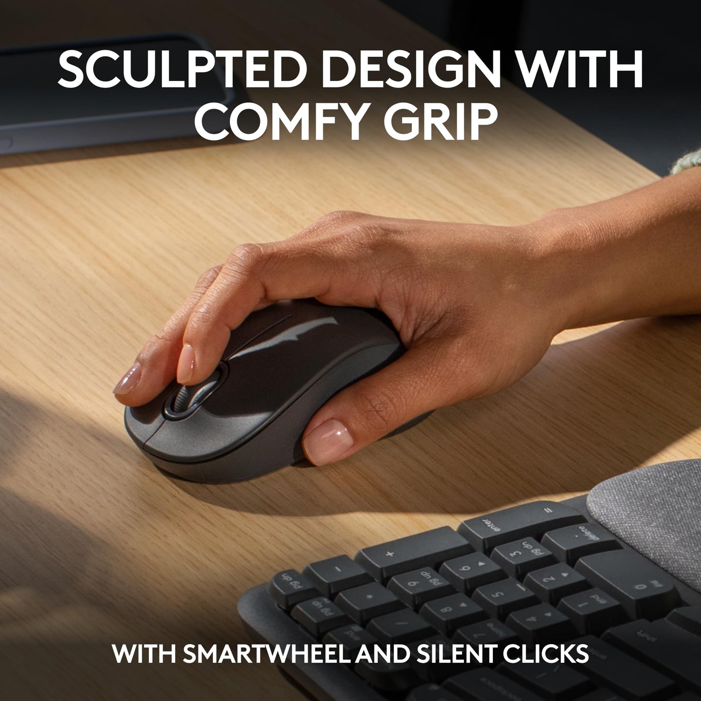 Logitech Wave Keys MK670 Combo, Wireless Ergonomic Keyboard with Signature M650 L Wireless Mouse, Comfortable Natural Typing, Bluetooth, Logi Bolt, for Multi-OS, Windows/Mac, French Layout - Graphite