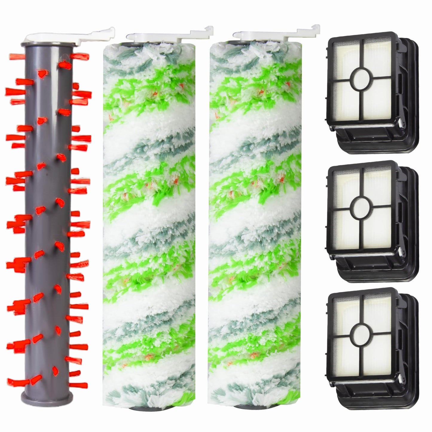 Replacement Brush Rolls & Filters for Bissell CrossWave Max 2554, 2554A, 2590, 2593 & HydroSteam 3515 Series, 3 Multi Surface Brush Rolls, 3 HEPA Filters, Compare to Part # 1618641 1608684