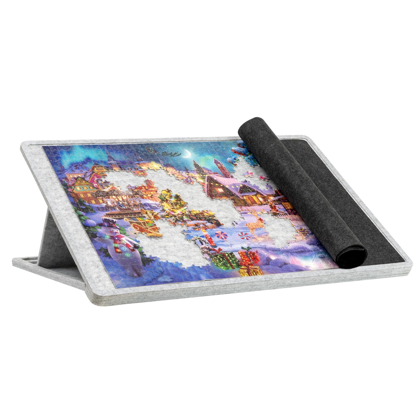 Lavievert Tilting Jigsaw Puzzle Board with Removable Cover, 3 Angle Adjustable Jigsaw Table, Super Lightweight Felt Puzzle Plateau Board, for Games Up to 1000 Pieces - Light Gray