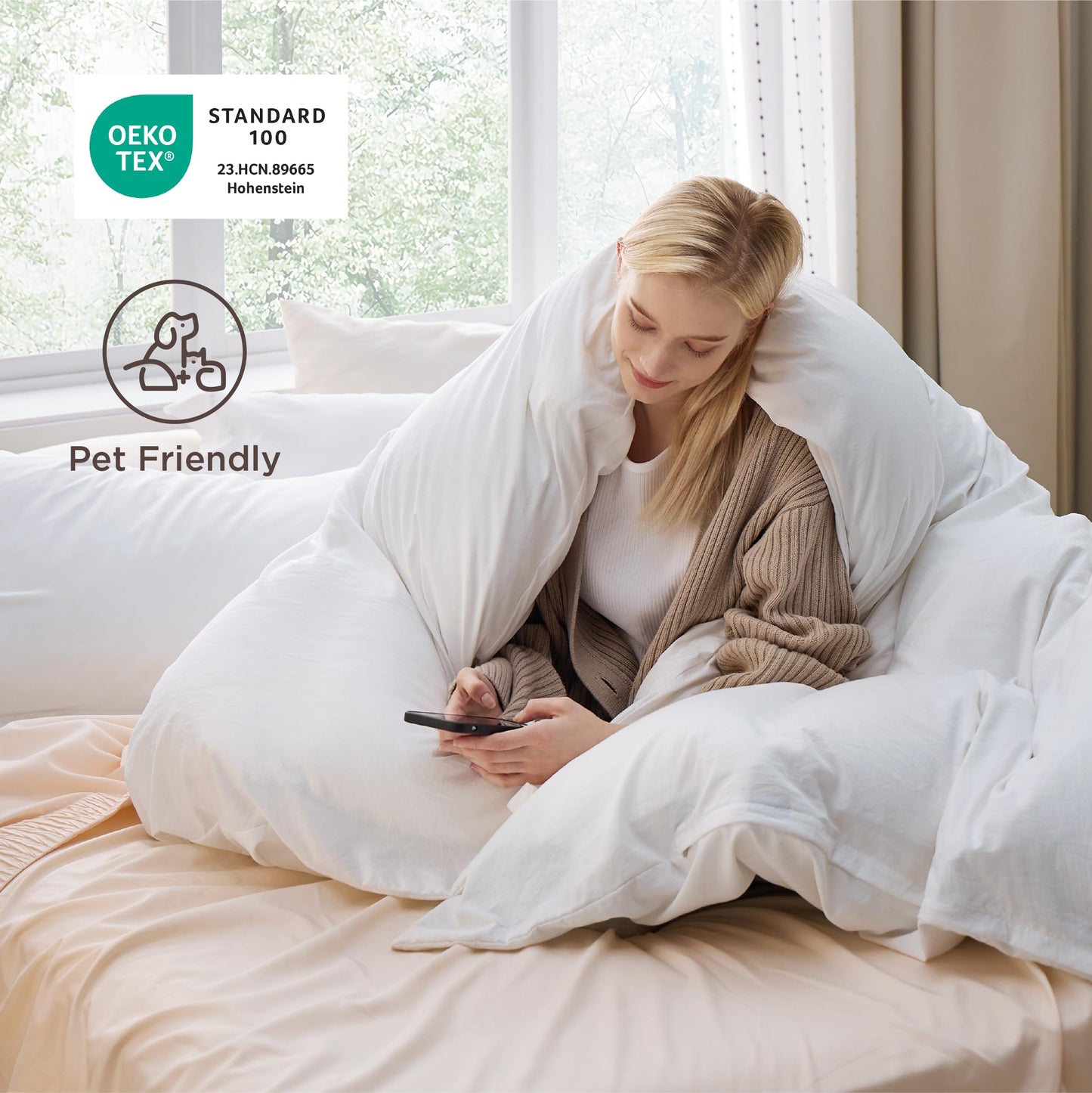 Bedsure White Duvet Cover Queen Size - 3 Pieces Prewashed Cotton-Like Extra Soft Bedding Set, Includes 1 Duvet Cover 90x90 Inches with Zipper Closure & 2 Pillow Shams, Comforter Not Included