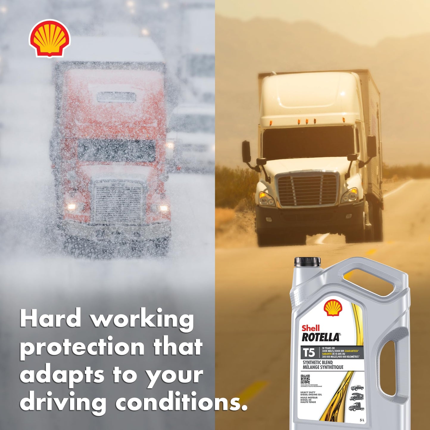 Shell Rotella T5 Synthetic Blend 15W-40 Diesel Engine Oil, 5 Litre